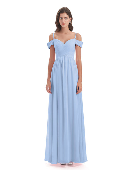 Mia A-line Off The Shoulder Long Bridesmaid Dresses