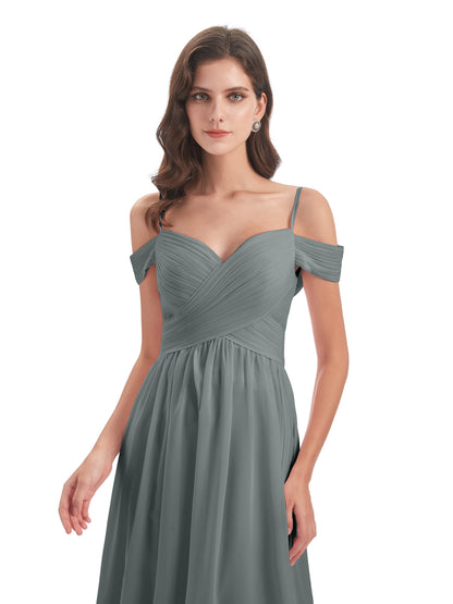 Mia A-line Off The Shoulder Long Bridesmaid Dresses