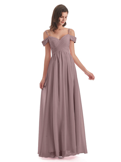Mia A-line Off The Shoulder Long Bridesmaid Dresses