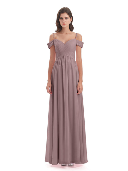 Mia A-line Off The Shoulder Long Bridesmaid Dresses