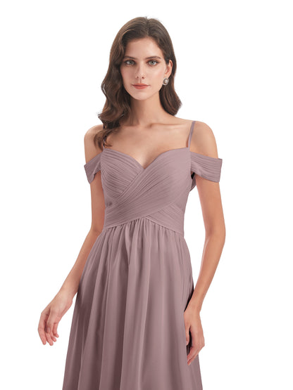 Mia A-line Off The Shoulder Long Bridesmaid Dresses