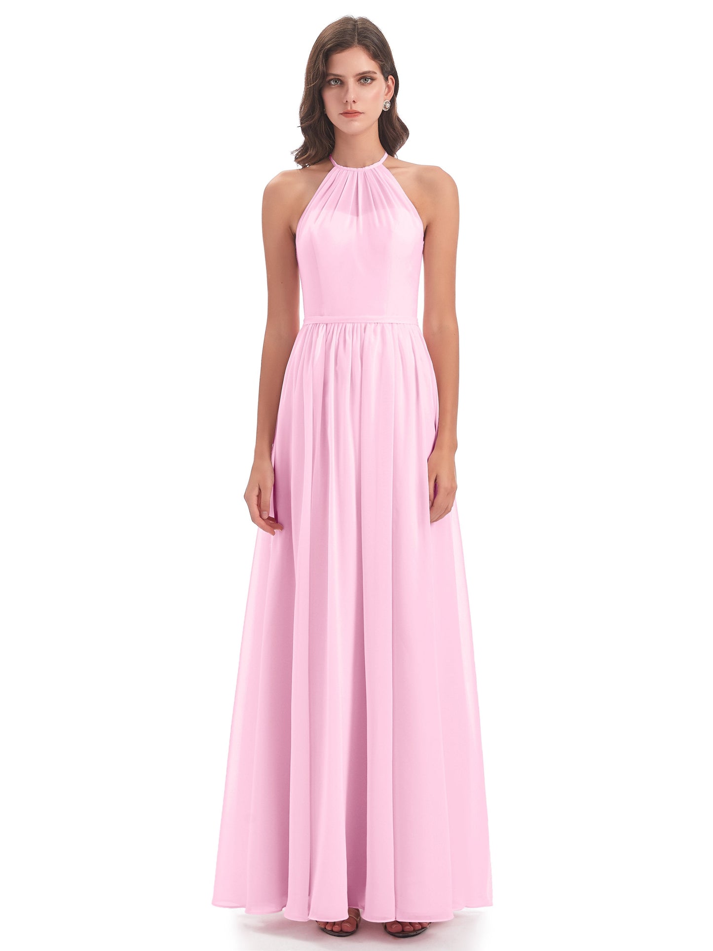 Micah Halter Open Back Chiffon Long Bridesmaid Dresses