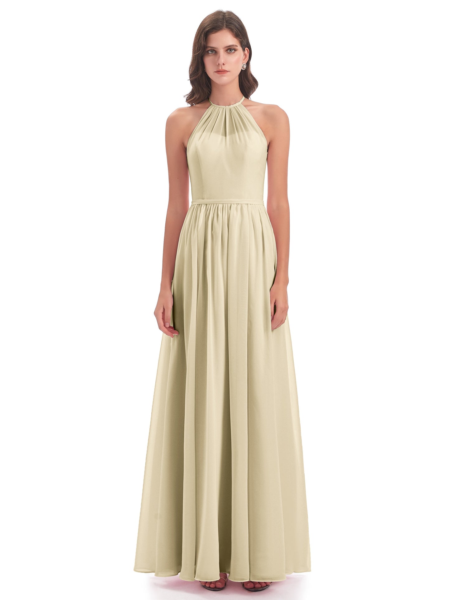 Micah Halter Open Back Chiffon Long Bridesmaid Dresses