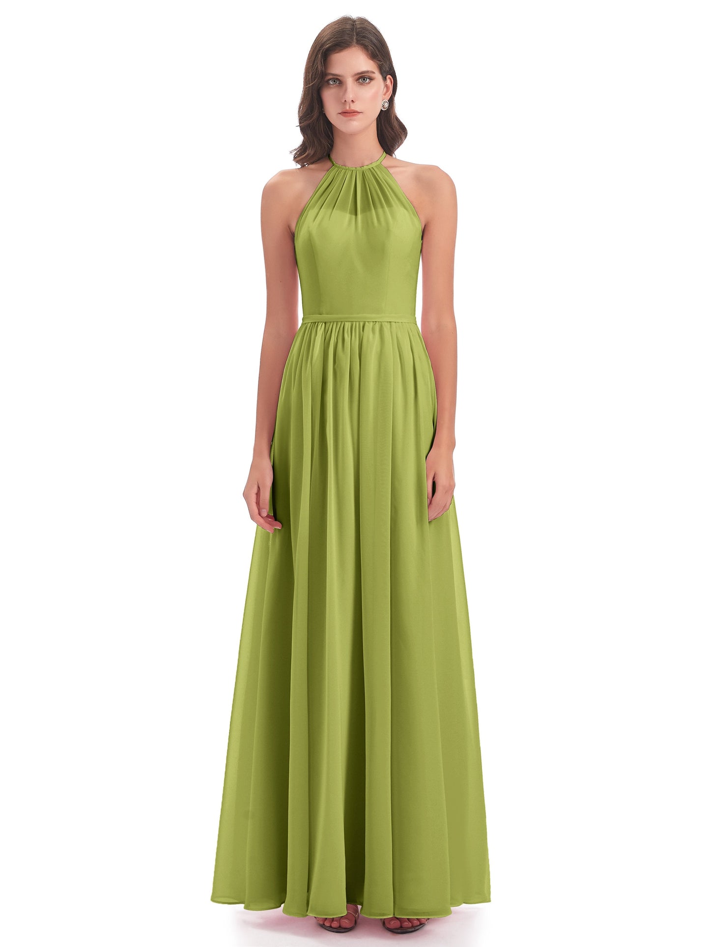 Micah Halter Open Back Chiffon Long Bridesmaid Dresses