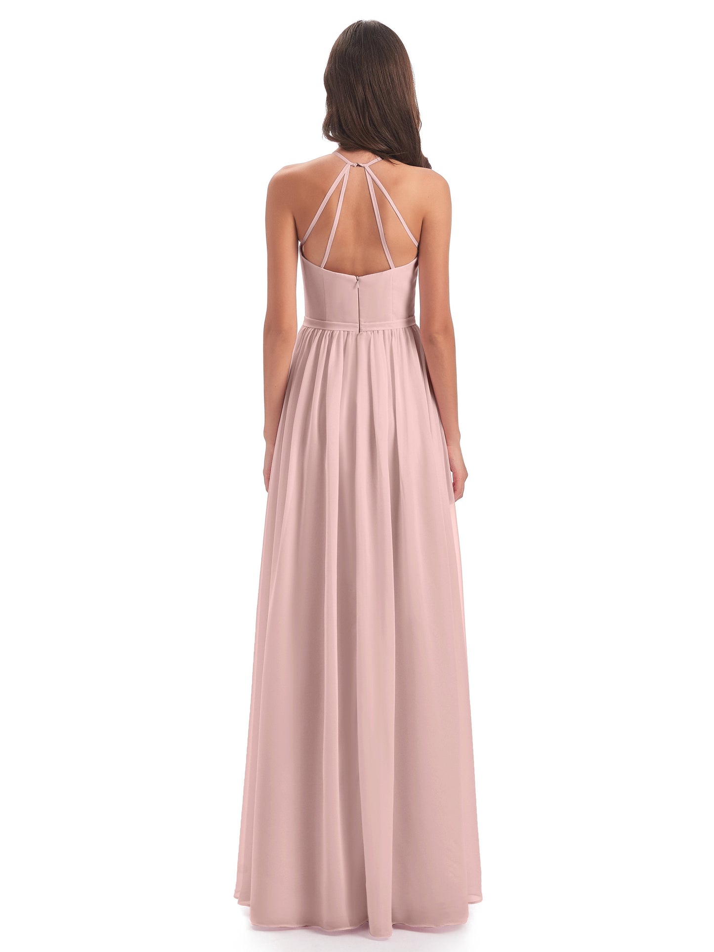 Micah Halter Open Back Chiffon Long Bridesmaid Dresses