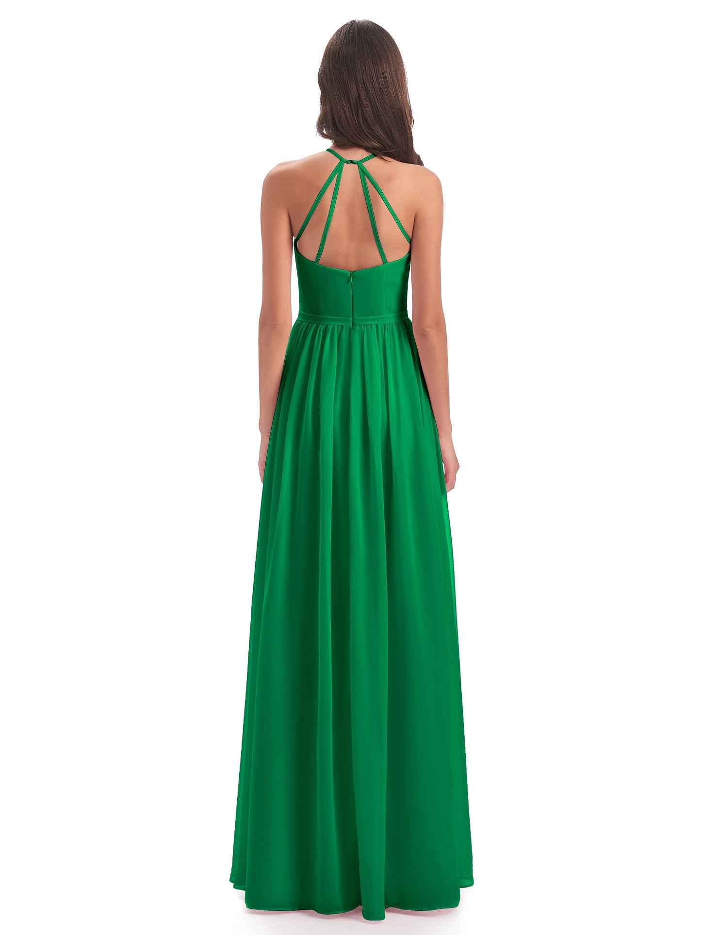 Micah Halter Open Back Chiffon Long Bridesmaid Dresses