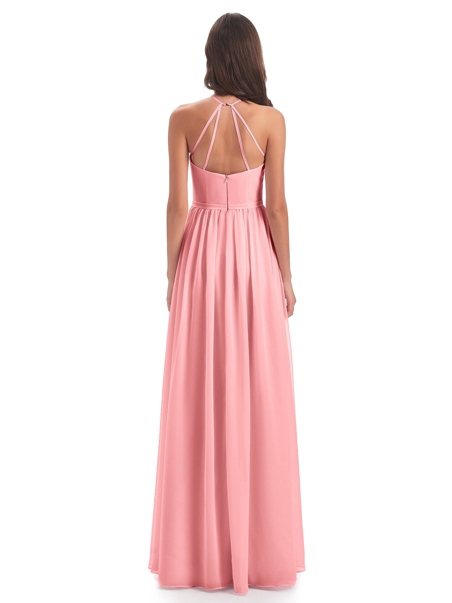 Micah Halter Open Back Chiffon Long Bridesmaid Dresses