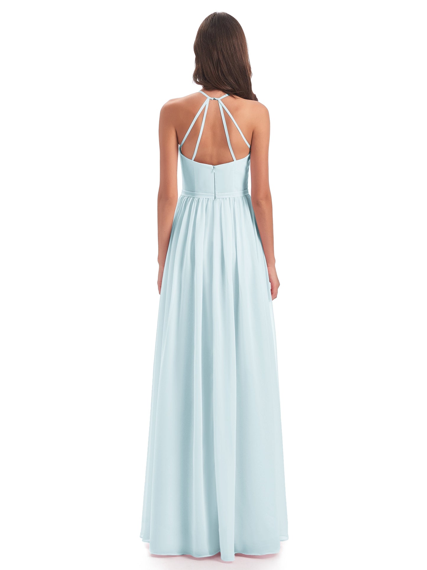 Micah Halter Open Back Chiffon Long Bridesmaid Dresses