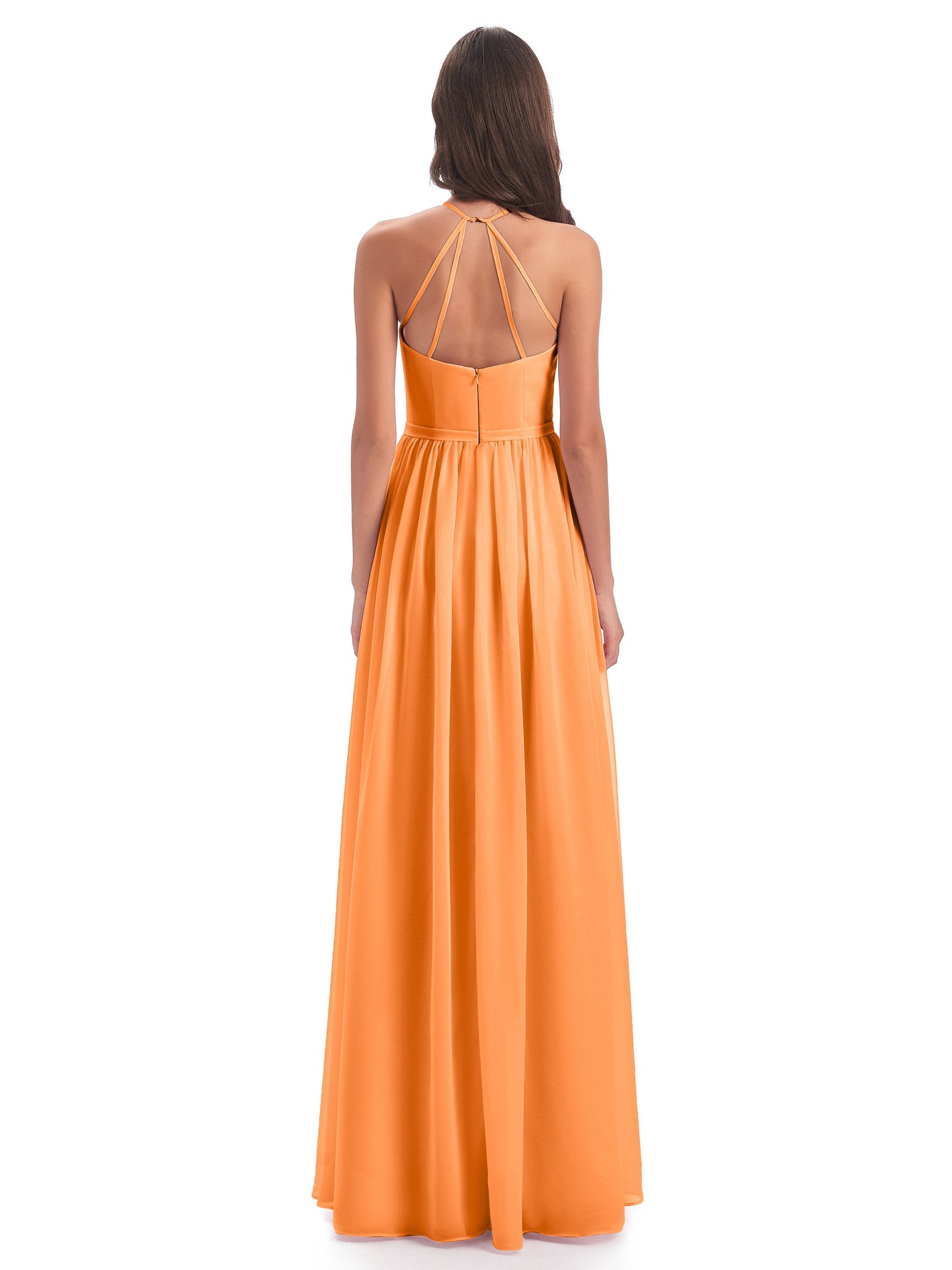 Micah Halter Open Back Chiffon Long Bridesmaid Dresses