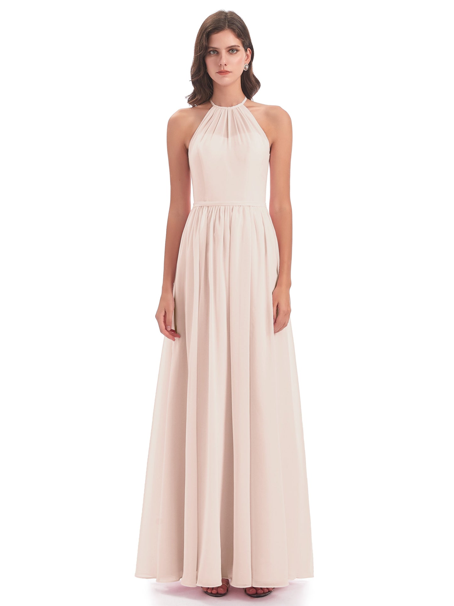 Micah Halter Open Back Chiffon Long Bridesmaid Dresses