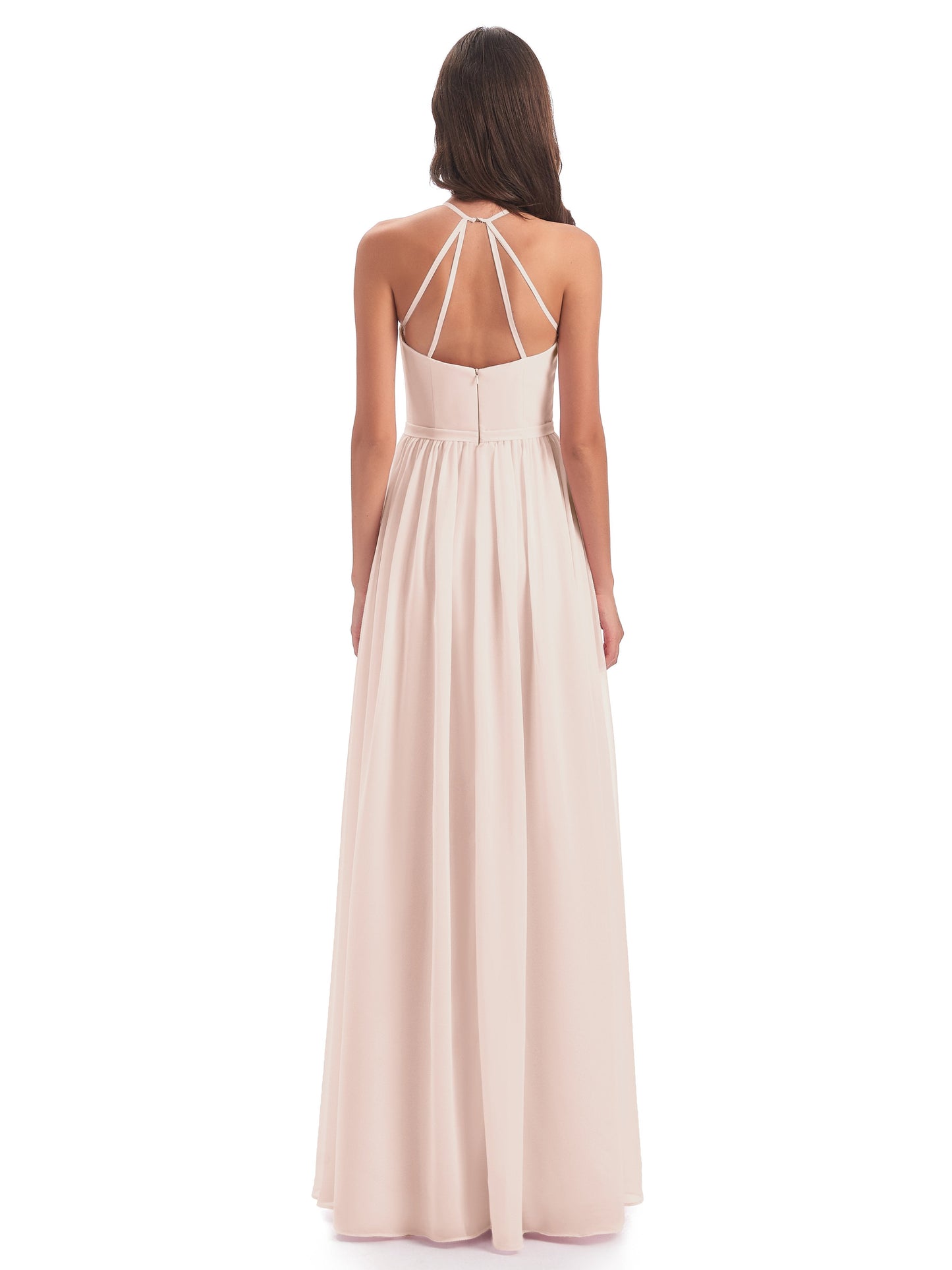 Micah Halter Open Back Chiffon Long Bridesmaid Dresses