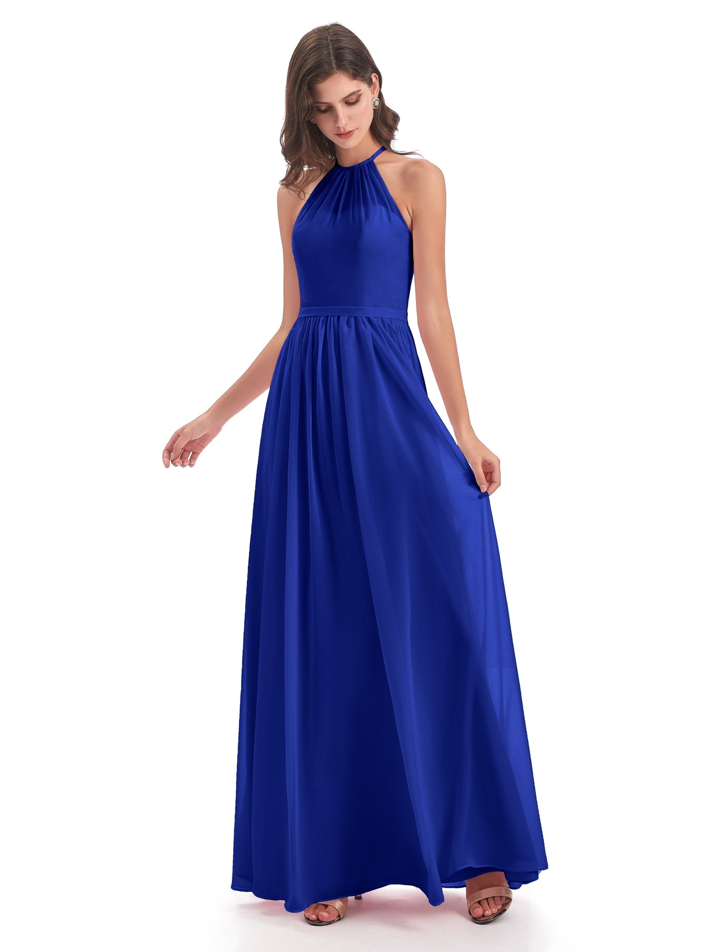 Micah Halter Open Back Chiffon Long Bridesmaid Dresses