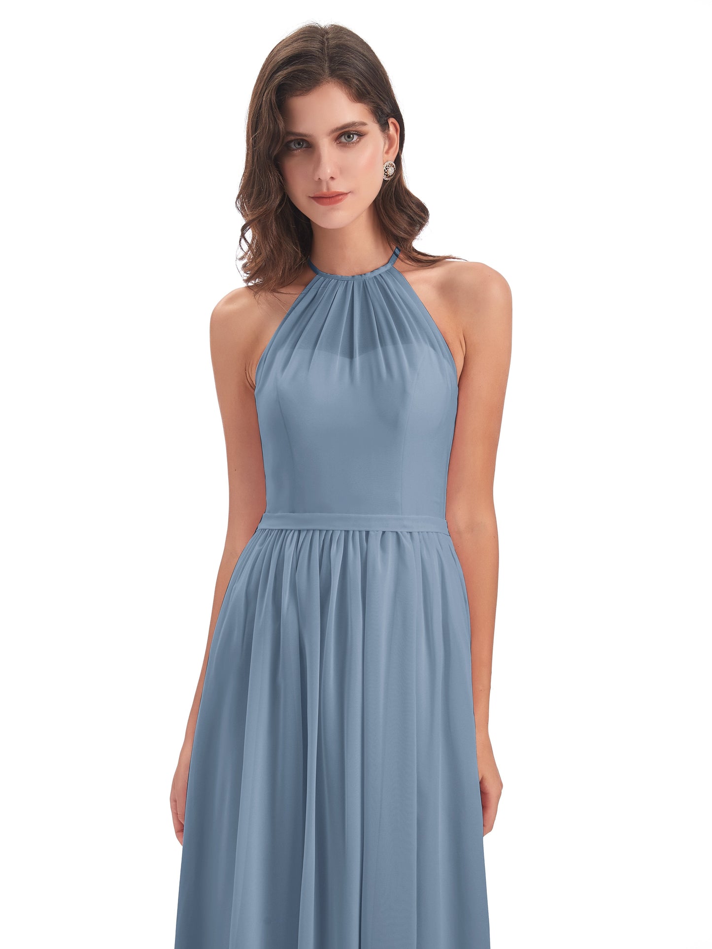 Micah Halter Open Back Chiffon Long Bridesmaid Dresses