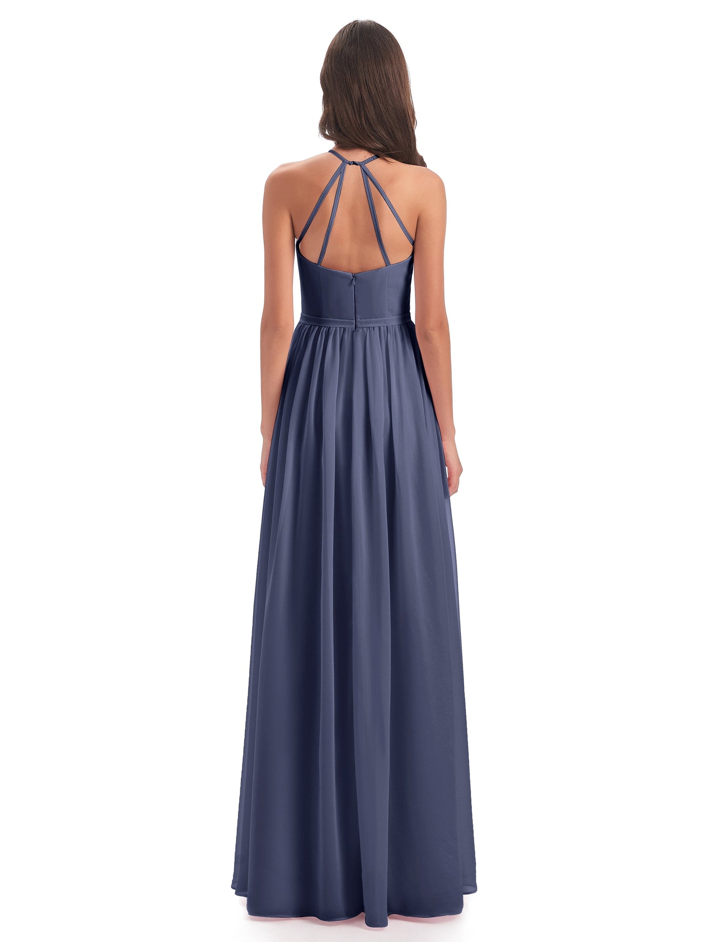 Micah Halter Open Back Chiffon Long Bridesmaid Dresses