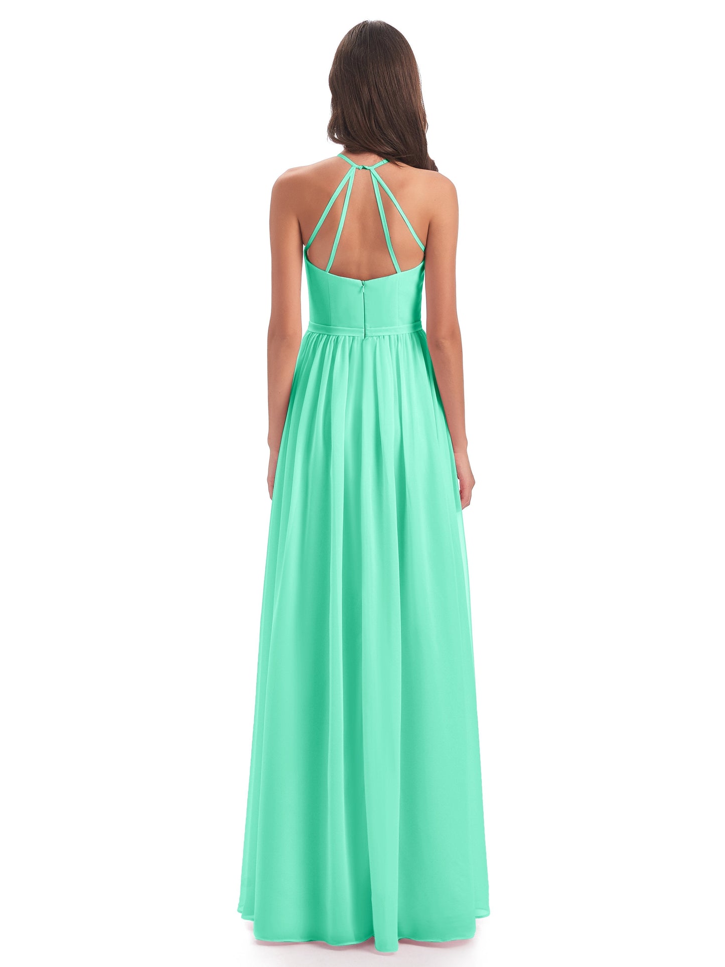 Micah Halter Open Back Chiffon Long Bridesmaid Dresses