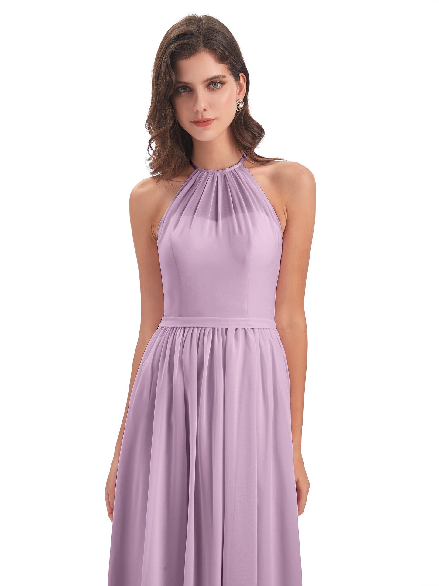 Micah Halter Open Back Chiffon Long Bridesmaid Dresses