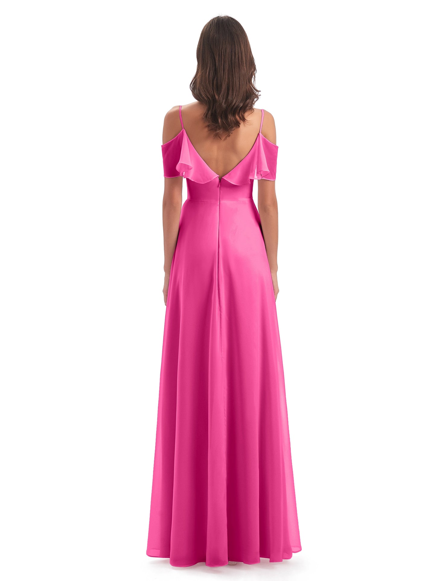 Miya A-line Floor Length Spaghetti Straps Ruffles Long Bridesmaid Dresses
