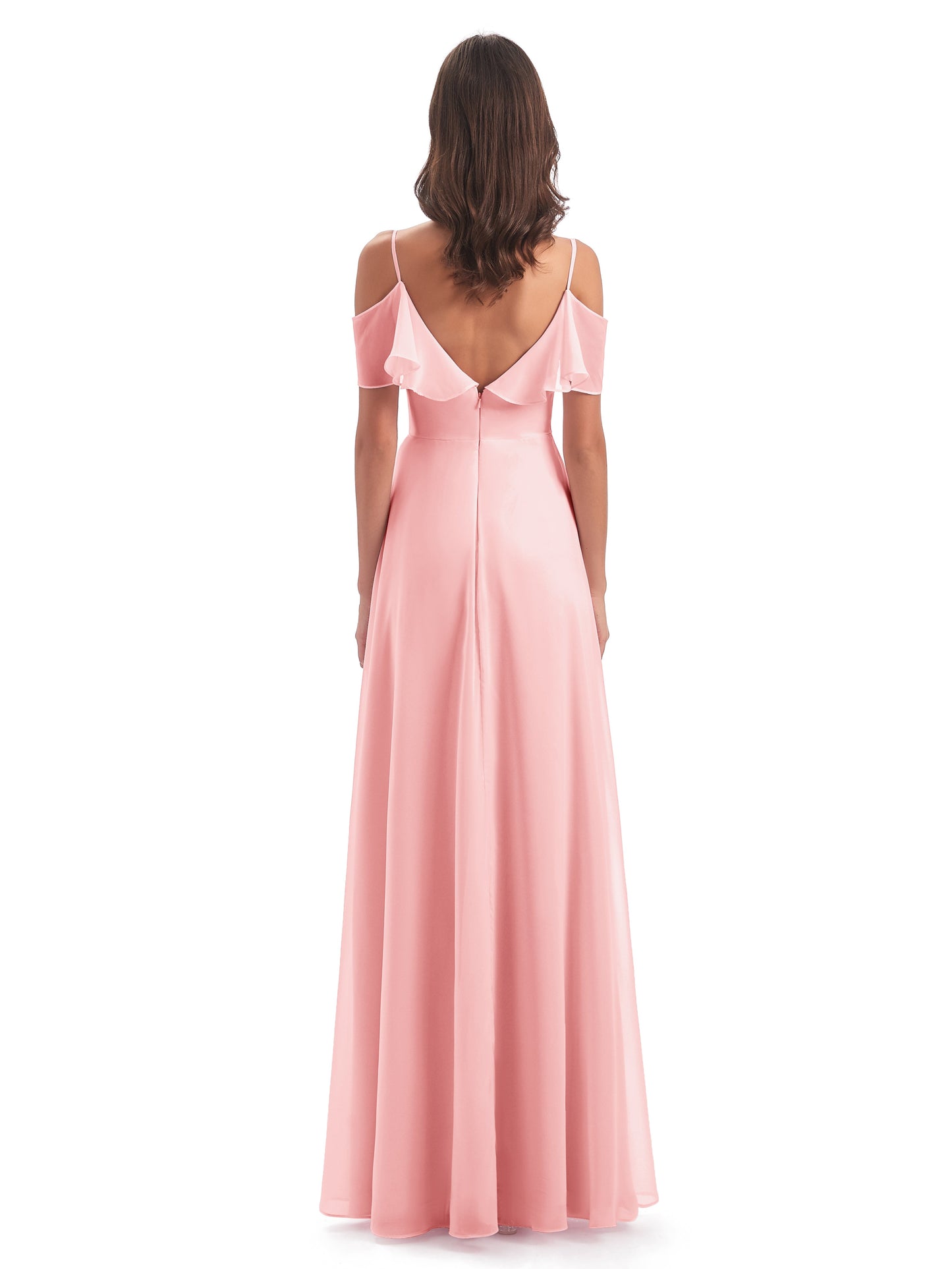 Miya A-line Floor Length Spaghetti Straps Ruffles Long Bridesmaid Dresses