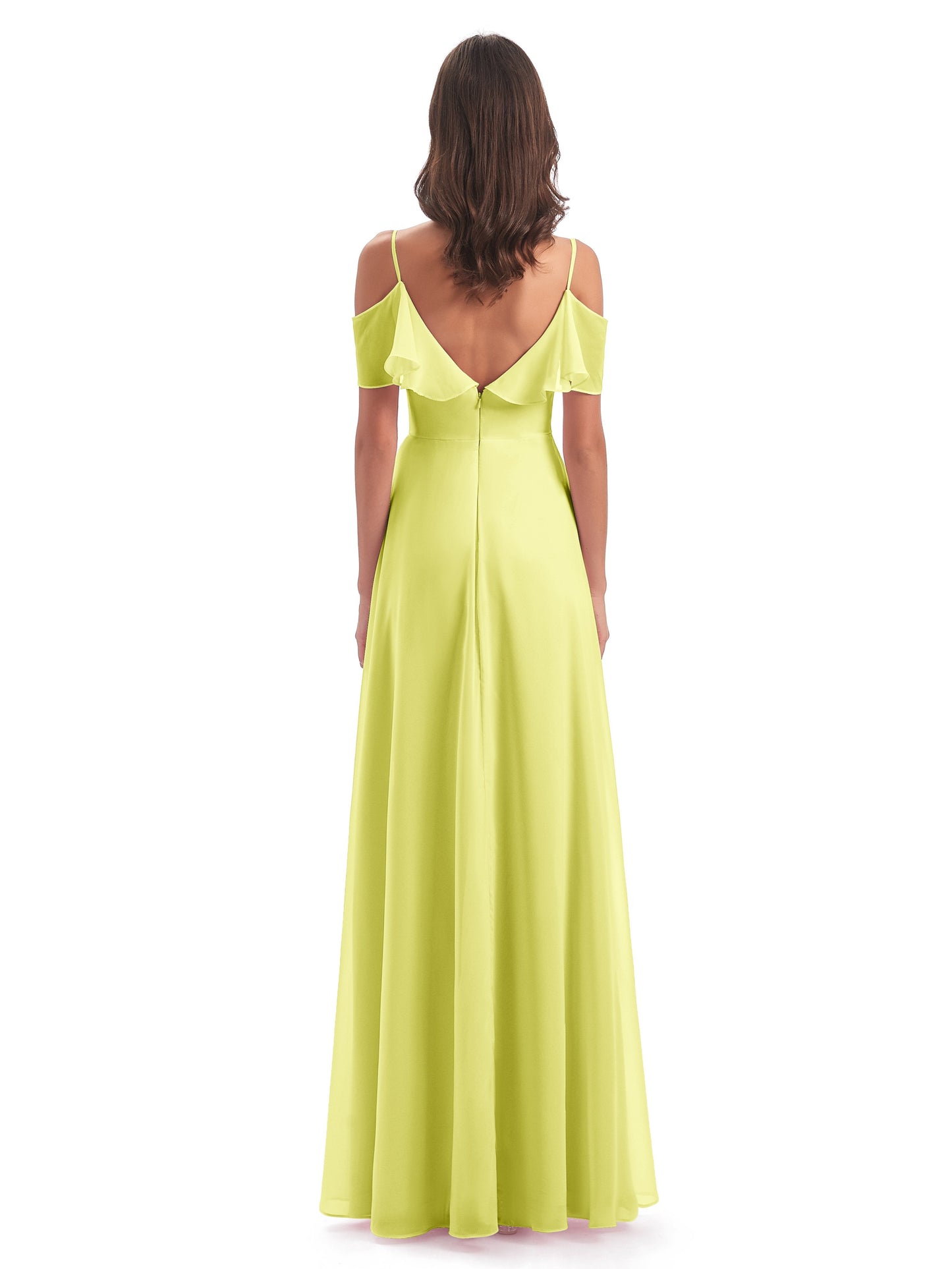 Miya A-line Floor Length Spaghetti Straps Ruffles Long Bridesmaid Dresses