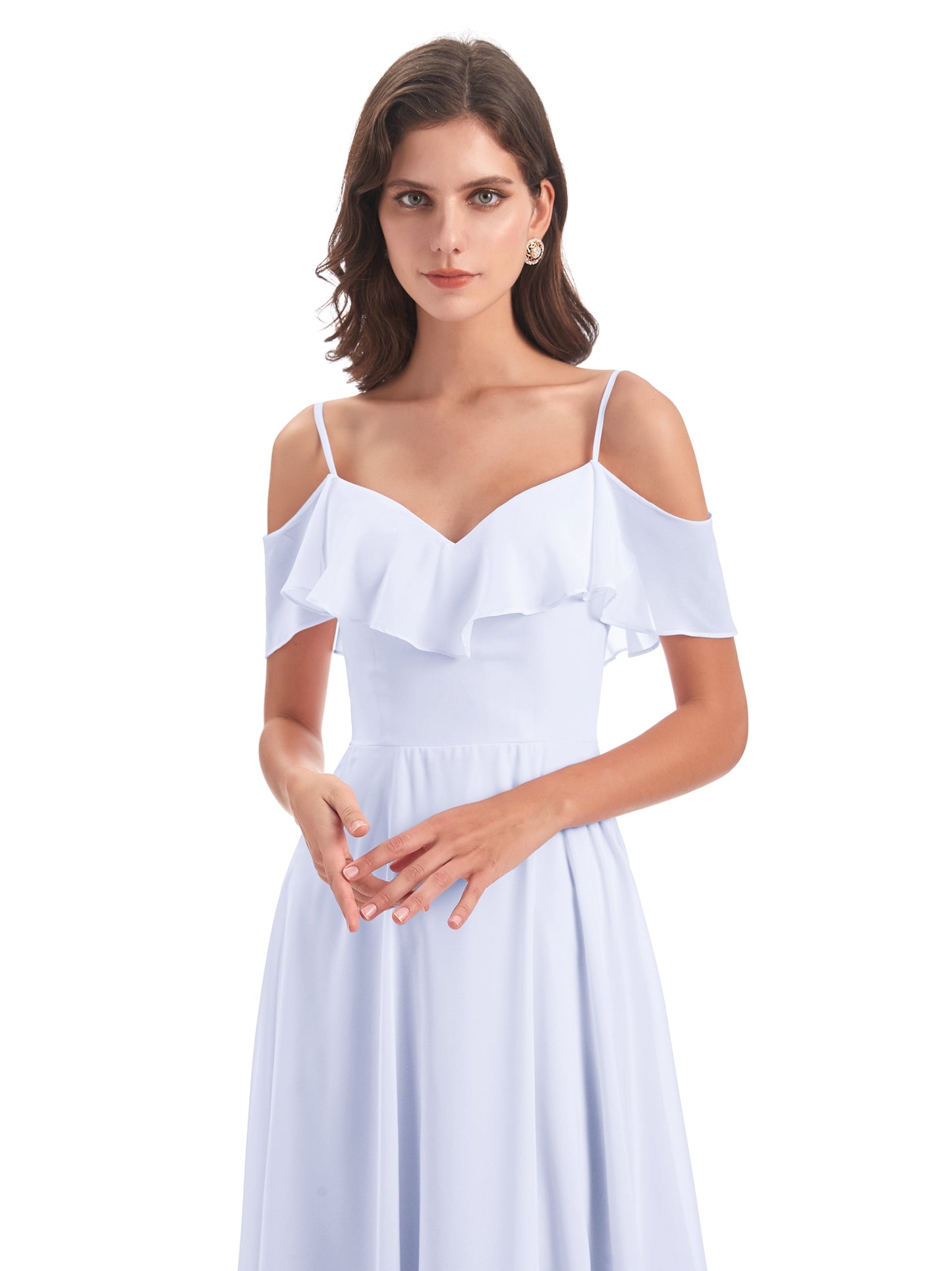 Miya A-line Floor Length Spaghetti Straps Ruffles Long Bridesmaid Dresses