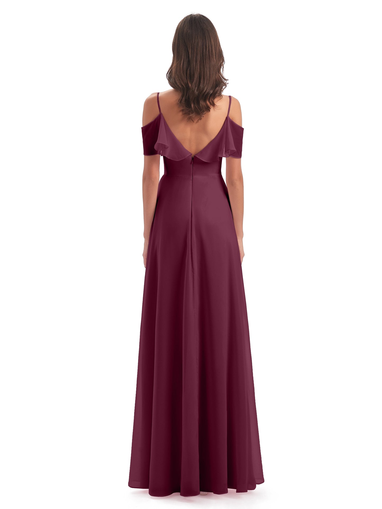 Miya A-line Floor Length Spaghetti Straps Ruffles Long Bridesmaid Dresses
