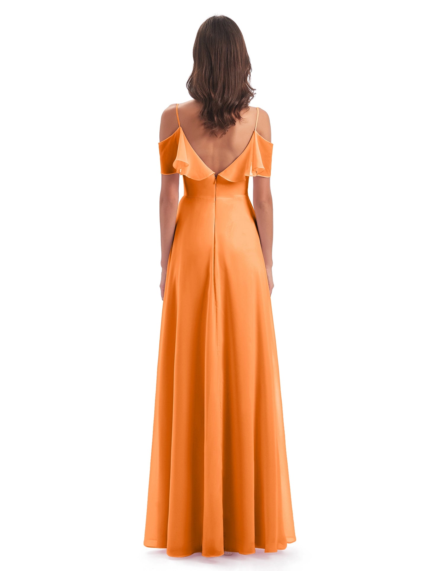 Miya A-line Floor Length Spaghetti Straps Ruffles Long Bridesmaid Dresses