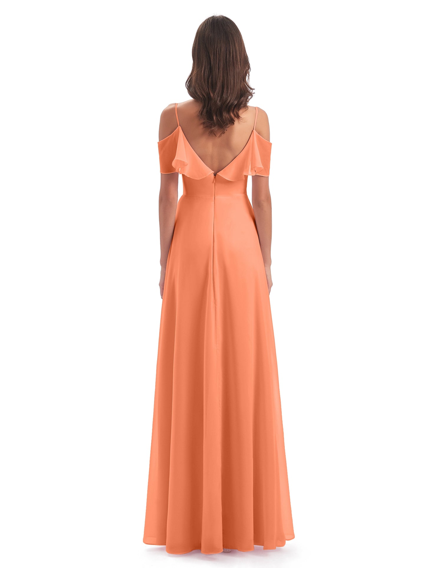 Miya A-line Floor Length Spaghetti Straps Ruffles Long Bridesmaid Dresses
