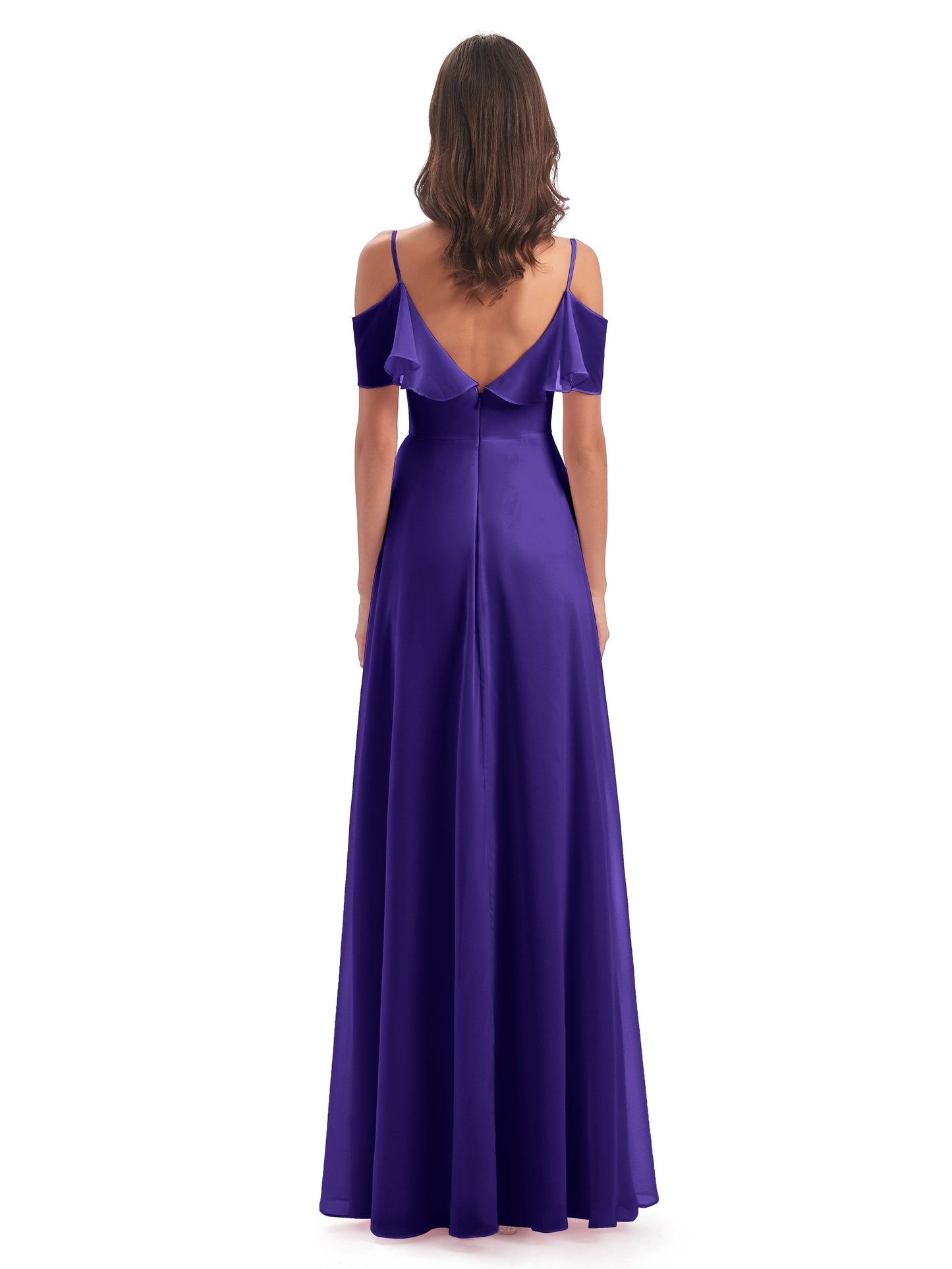 Miya A-line Floor Length Spaghetti Straps Ruffles Long Bridesmaid Dresses