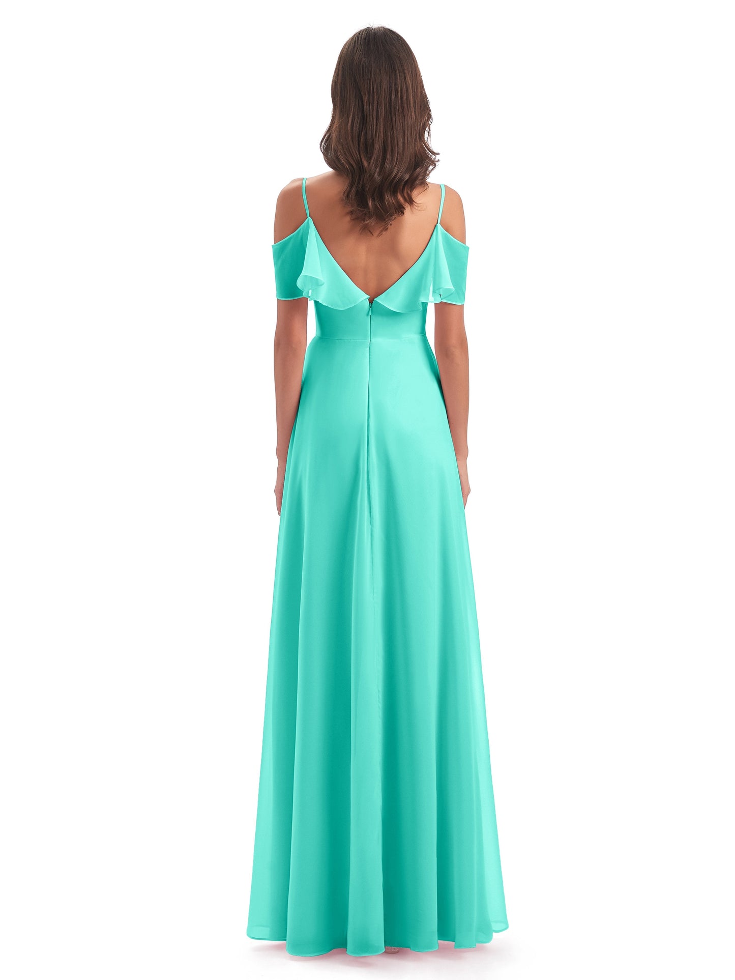 Miya A-line Floor Length Spaghetti Straps Ruffles Long Bridesmaid Dresses