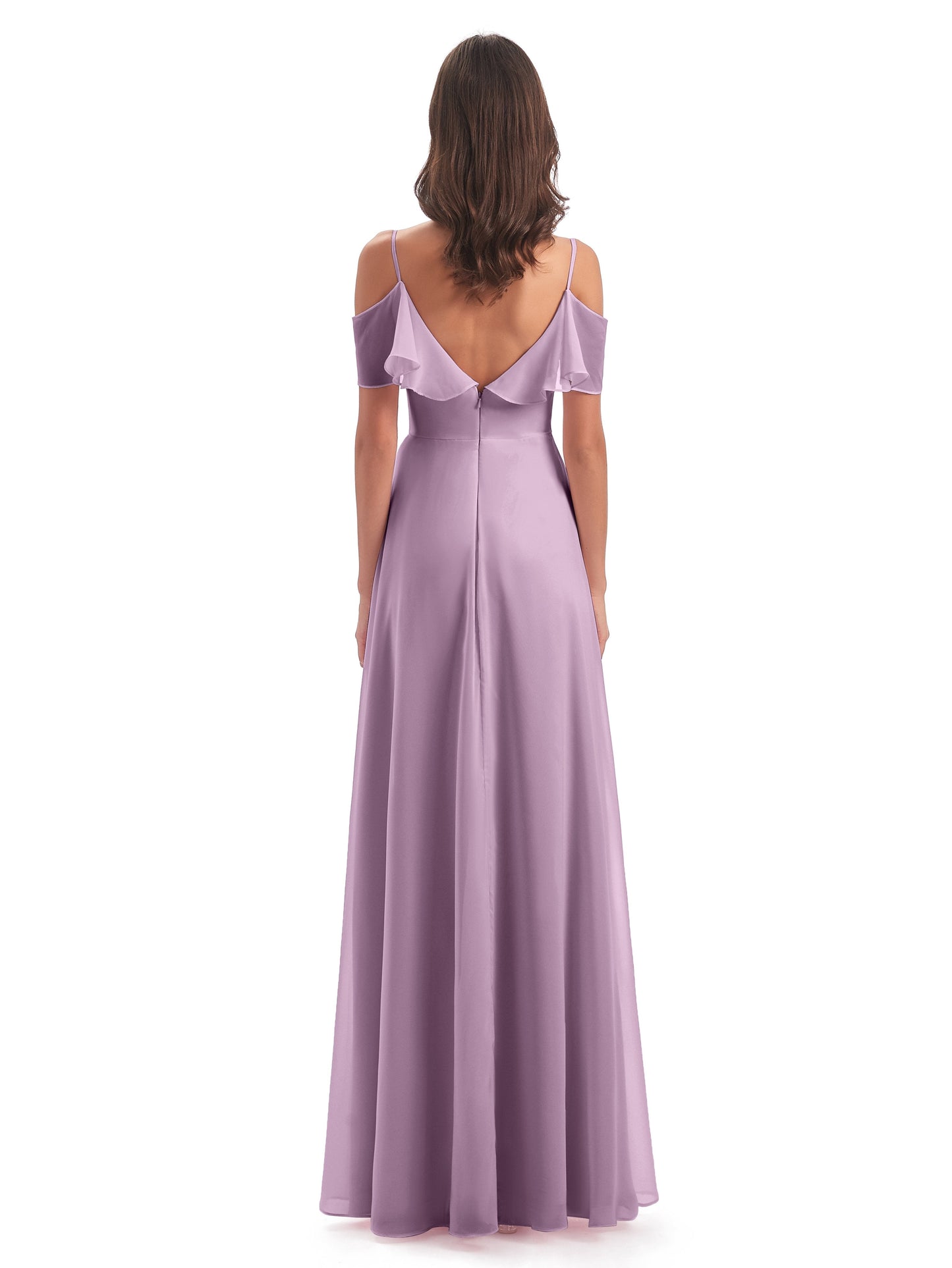 Miya A-line Floor Length Spaghetti Straps Ruffles Long Bridesmaid Dresses