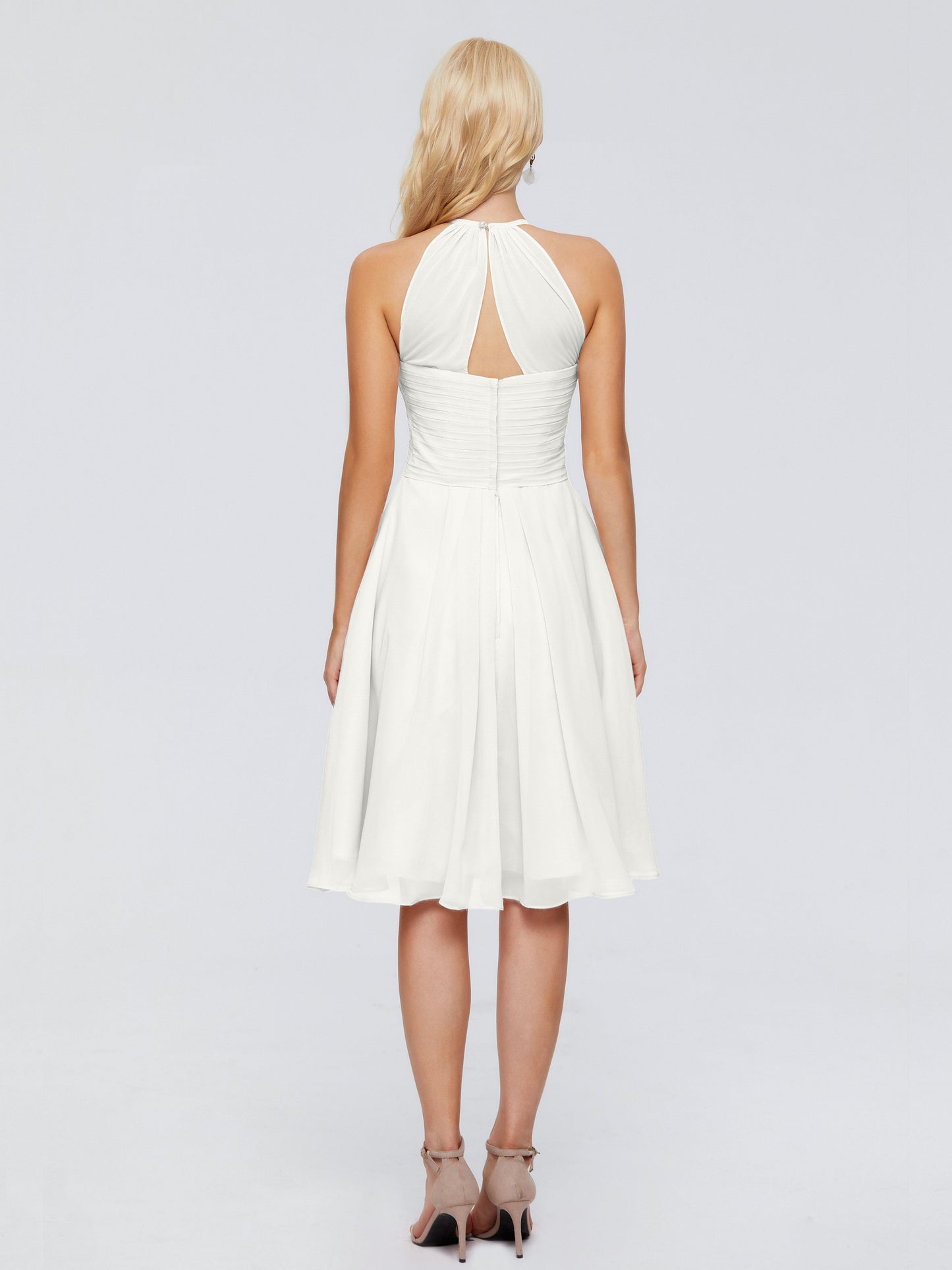 Molly Halter Knee Length Chiffon Bridesmaid Dresses With Pockets