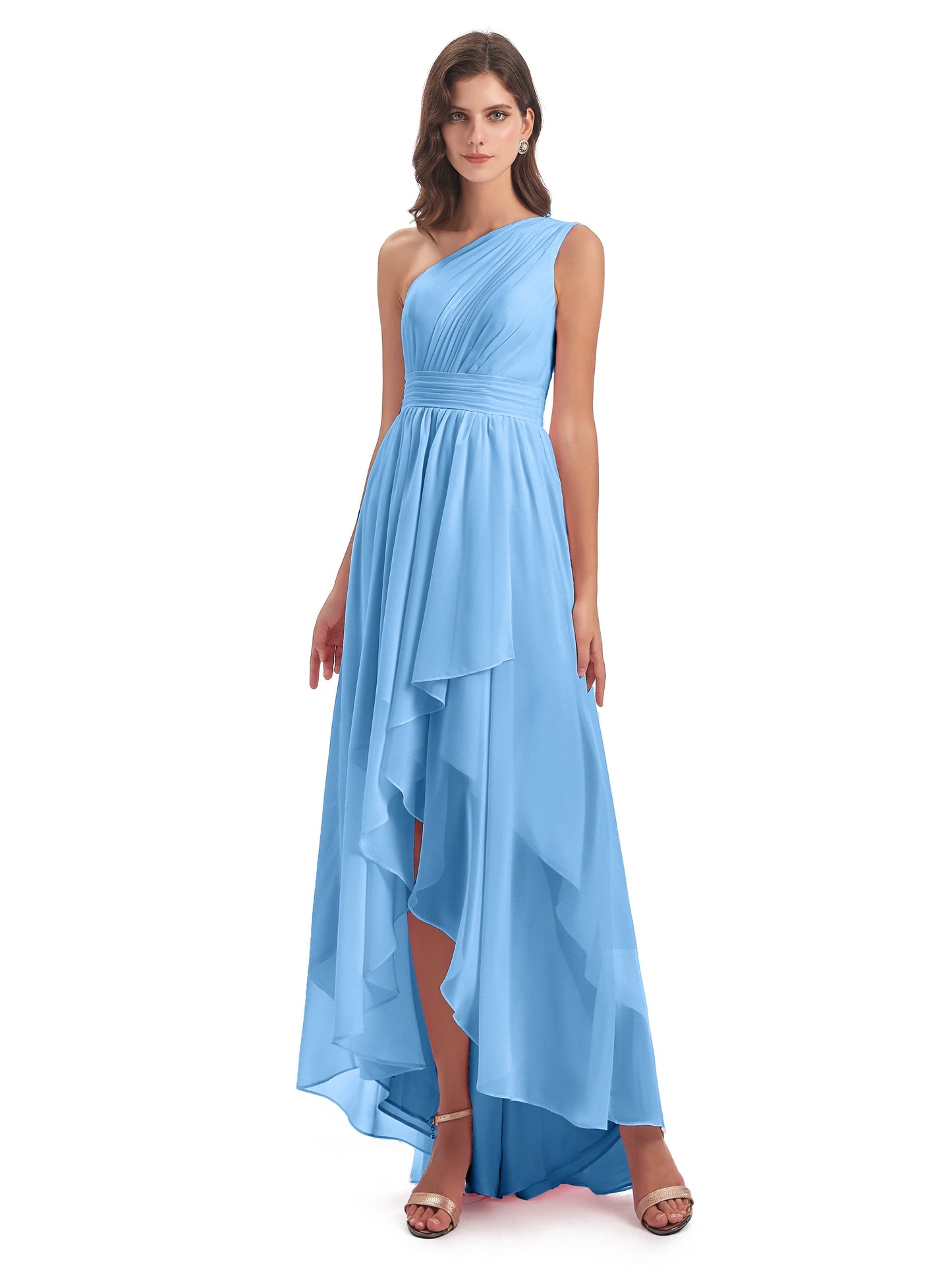 Monserrat One Shoulder High Low Chiffon Bridesmaid Dresses