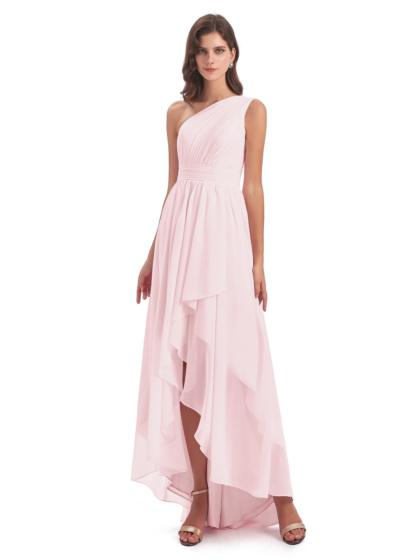 Monserrat One Shoulder High Low Chiffon Bridesmaid Dresses