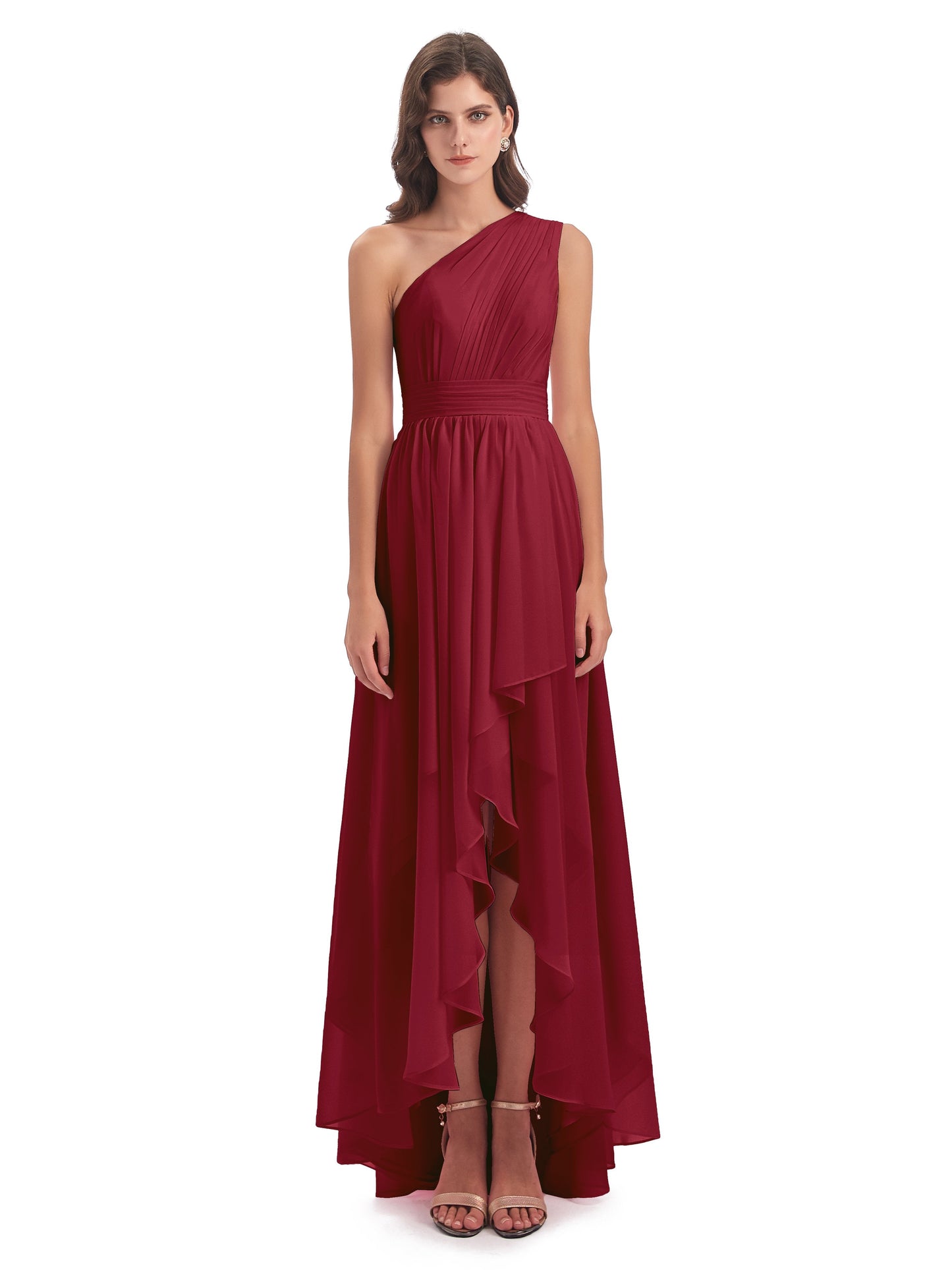 Monserrat One Shoulder High Low Chiffon Bridesmaid Dresses