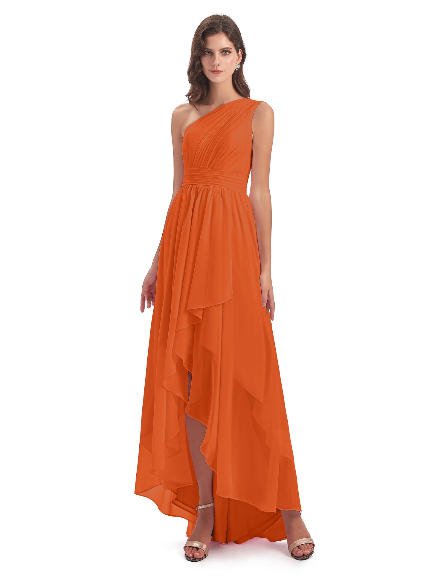 Monserrat One Shoulder High Low Chiffon Bridesmaid Dresses