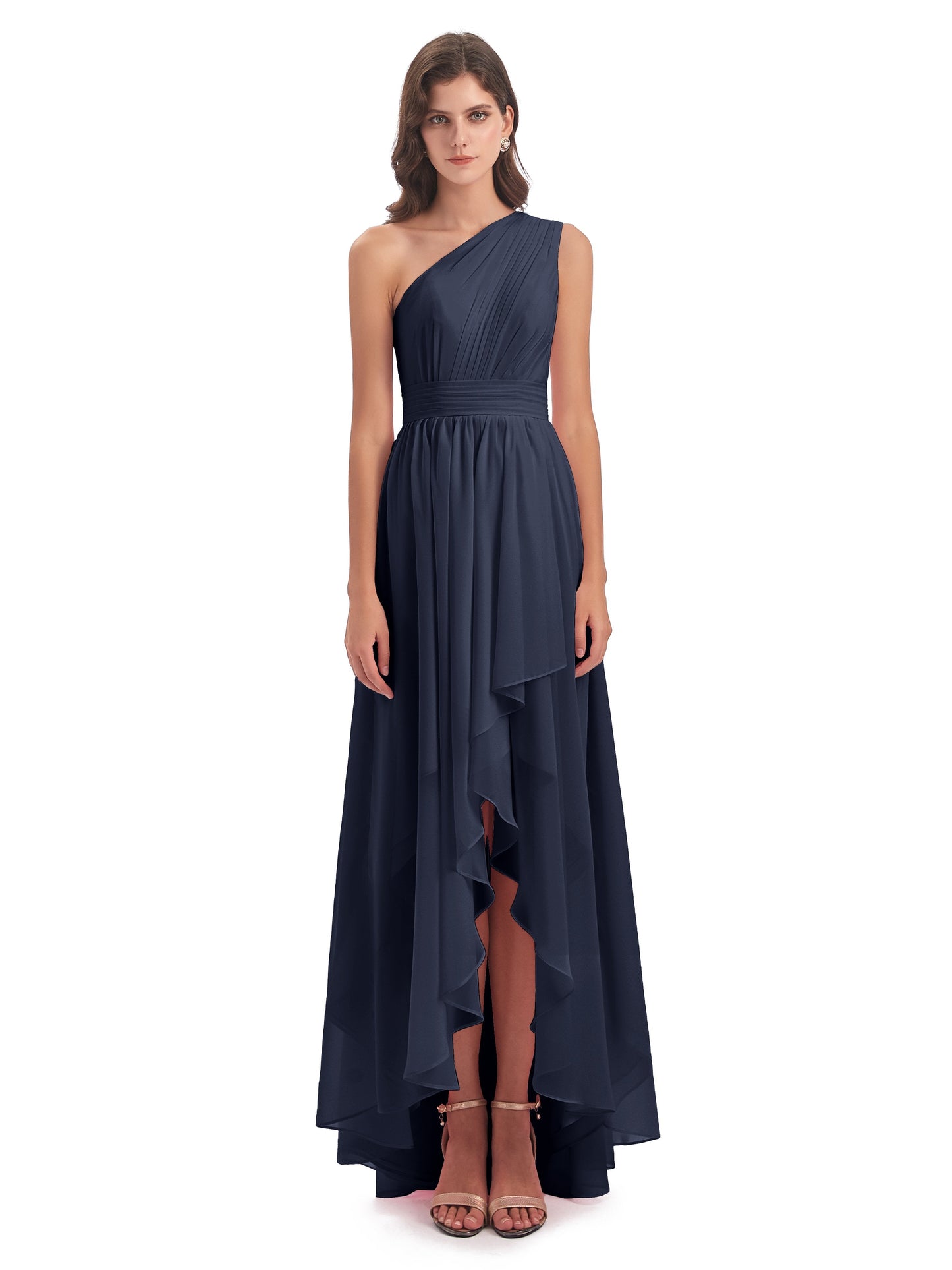 Monserrat One Shoulder High Low Chiffon Bridesmaid Dresses