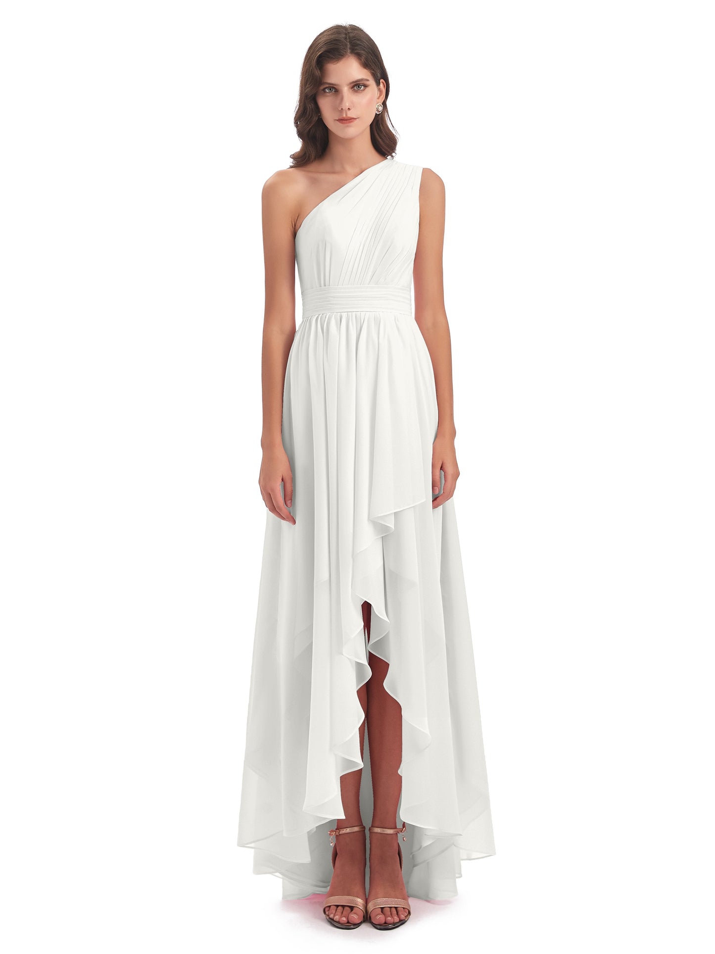 Monserrat One Shoulder High Low Chiffon Bridesmaid Dresses