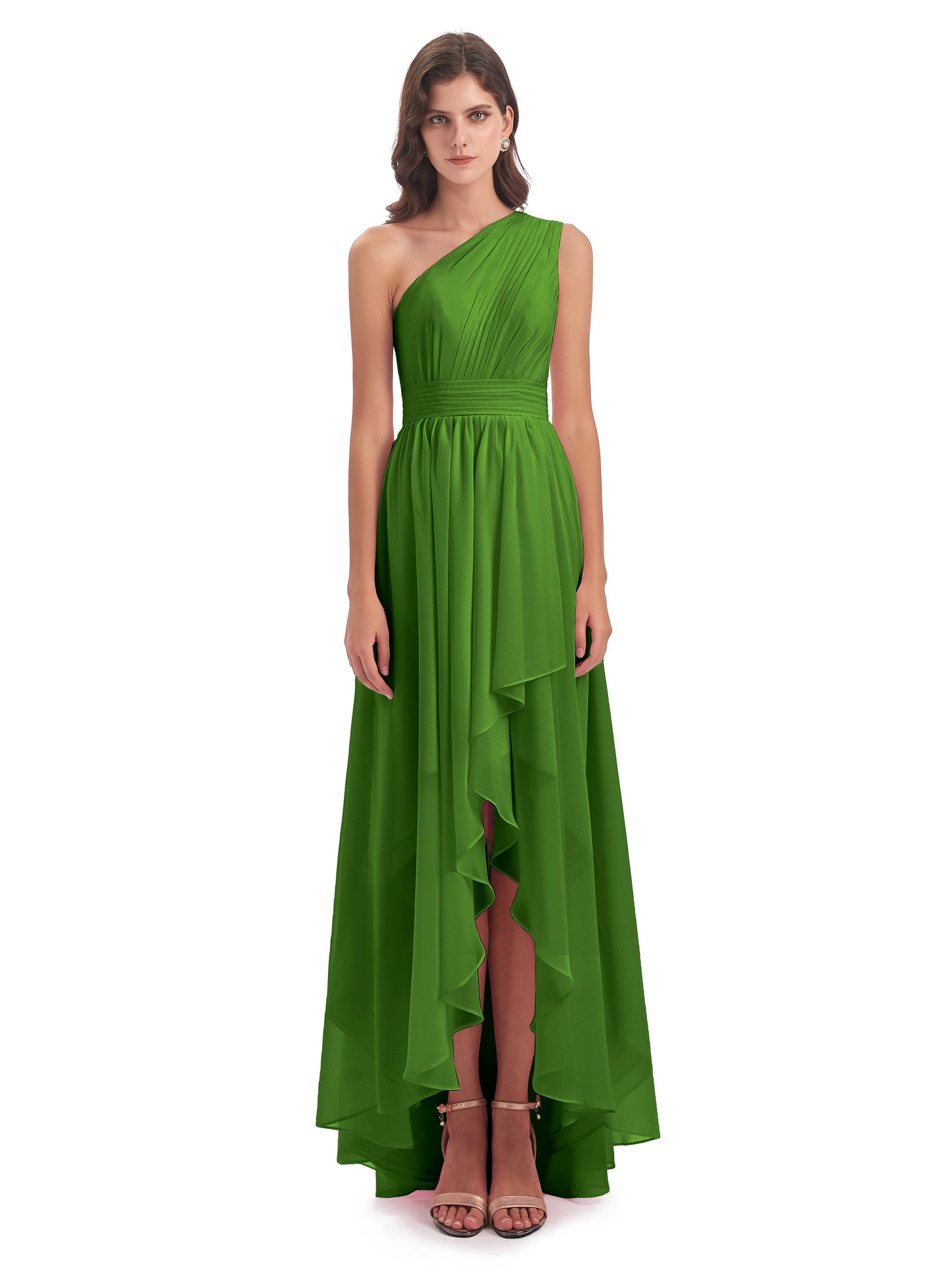 Monserrat One Shoulder High Low Chiffon Bridesmaid Dresses