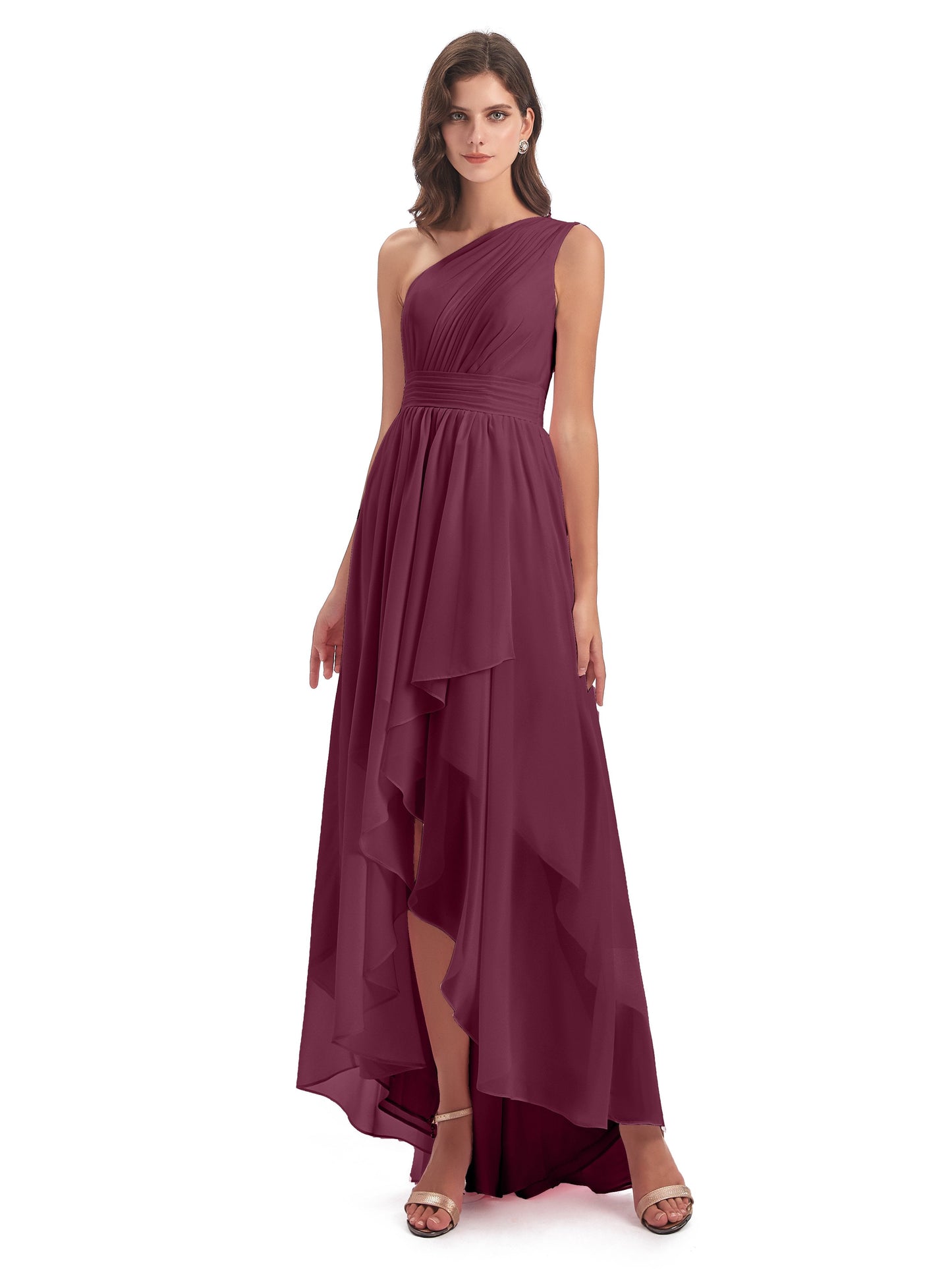 Monserrat One Shoulder High Low Chiffon Bridesmaid Dresses