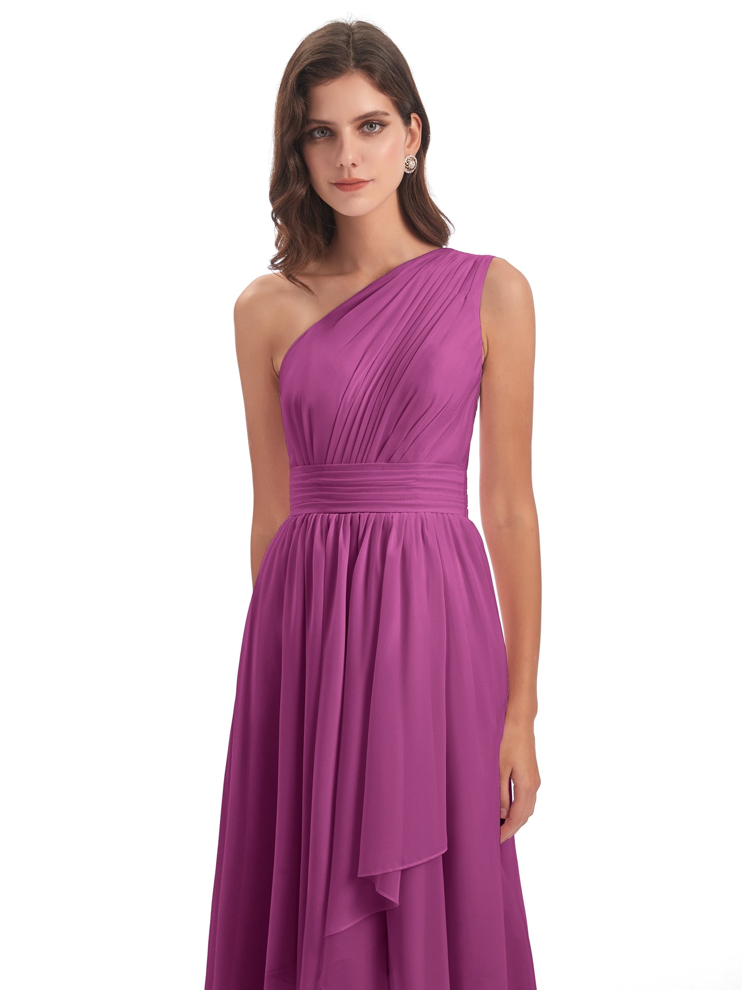 Monserrat One Shoulder High Low Chiffon Bridesmaid Dresses