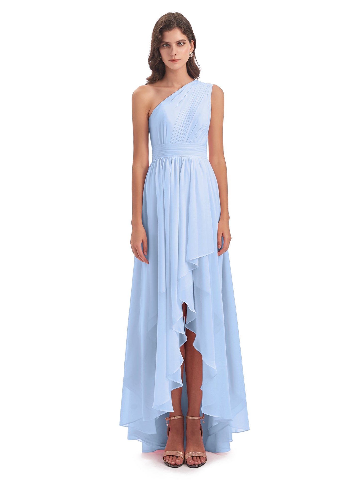 Monserrat One Shoulder High Low Chiffon Bridesmaid Dresses