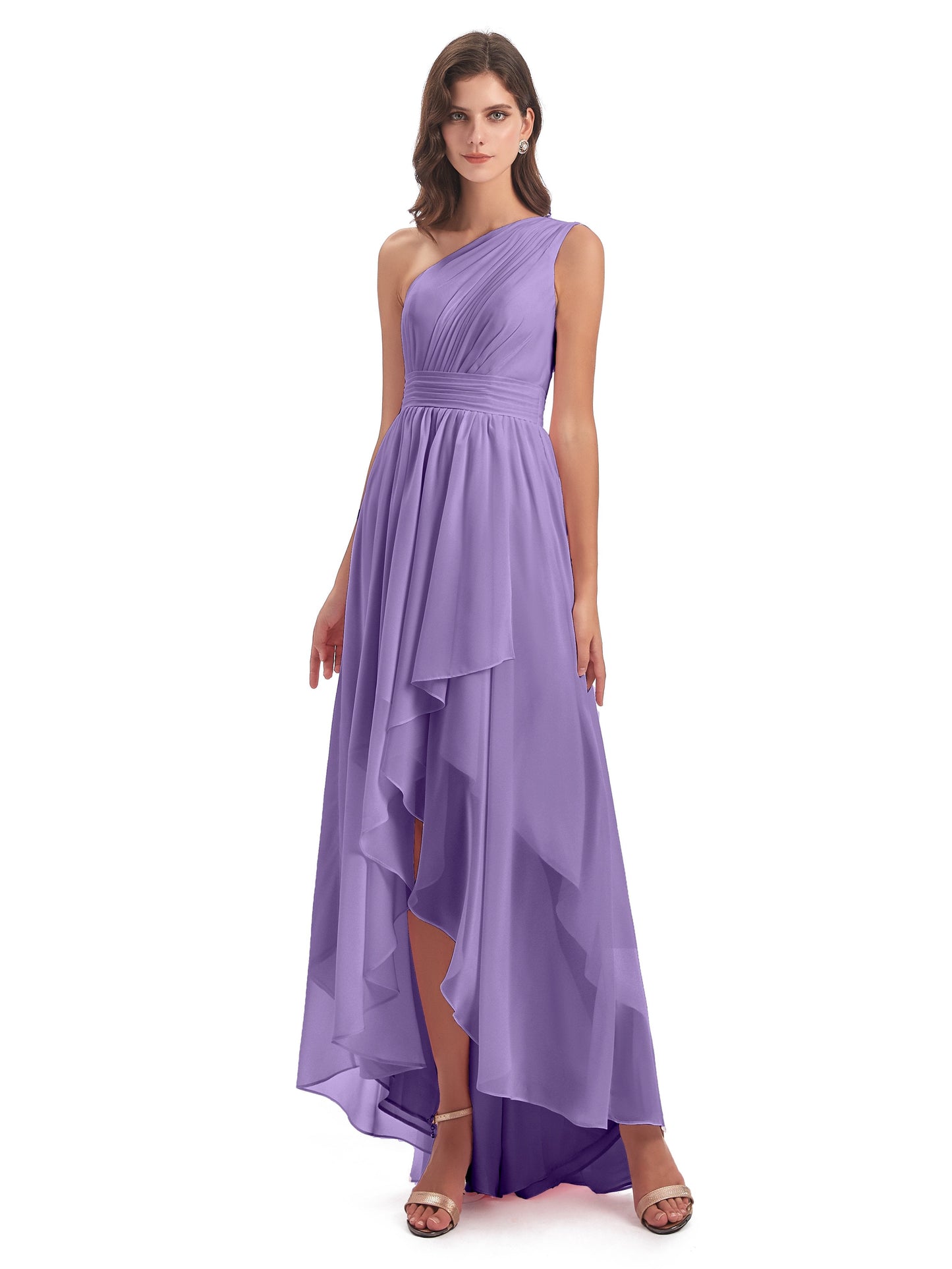 Monserrat One Shoulder High Low Chiffon Bridesmaid Dresses