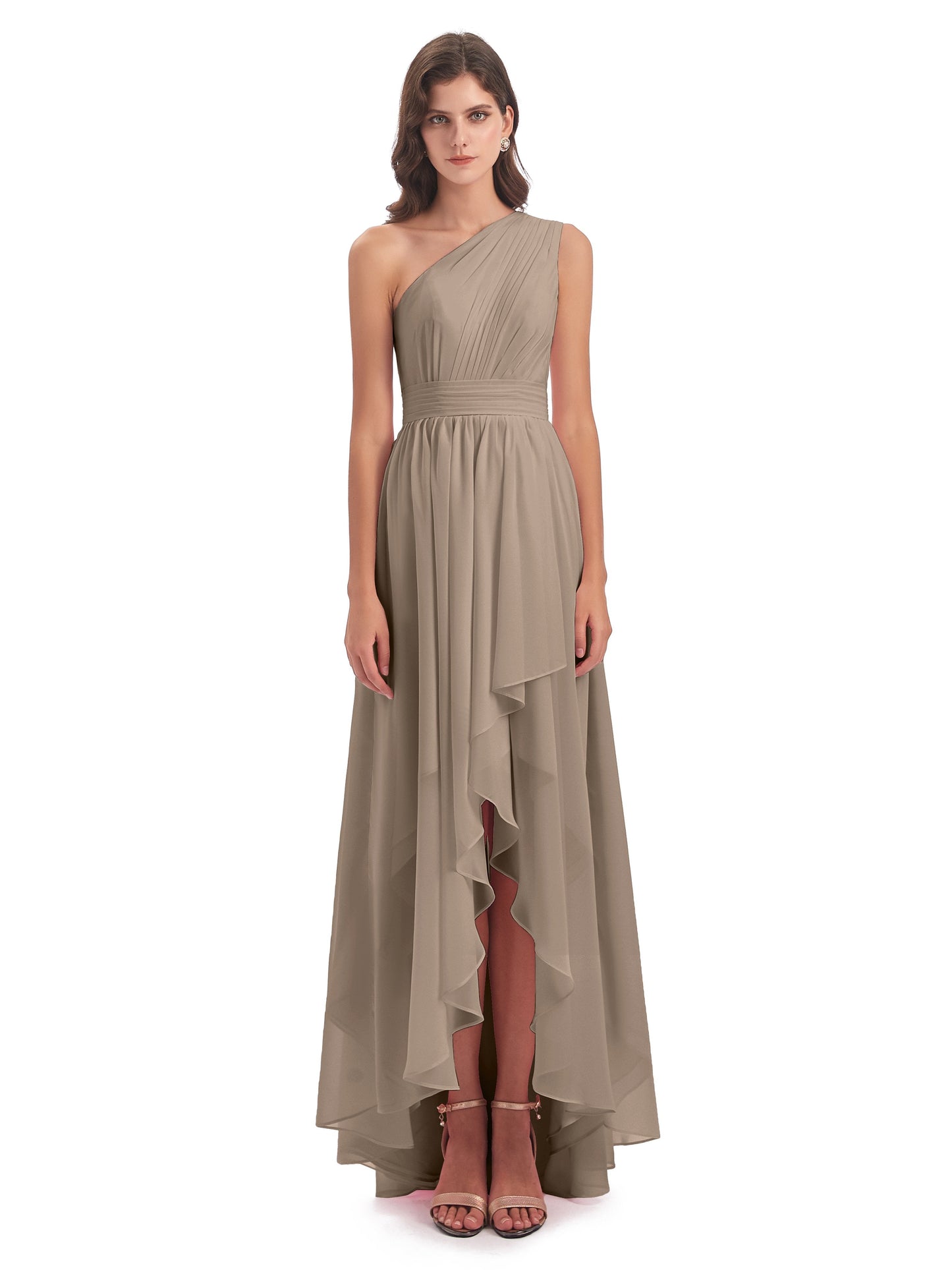 Monserrat One Shoulder High Low Chiffon Bridesmaid Dresses