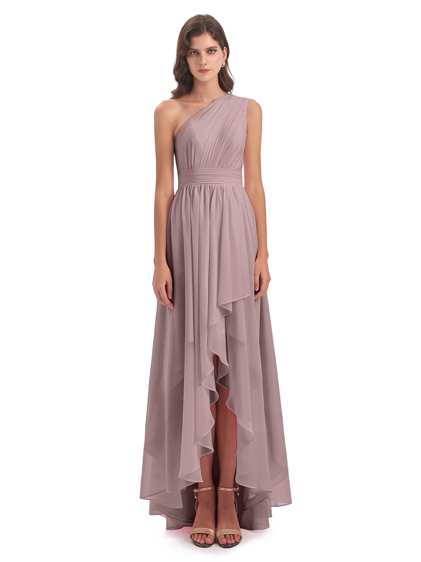 Monserrat One Shoulder High Low Chiffon Bridesmaid Dresses