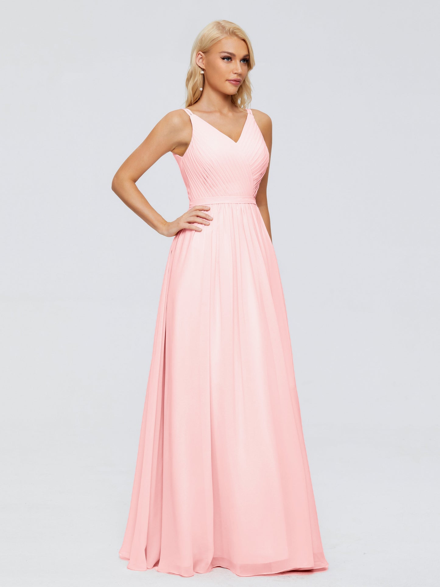 Morgan A-line V Neck Chiffon Bridesmaid Dresses