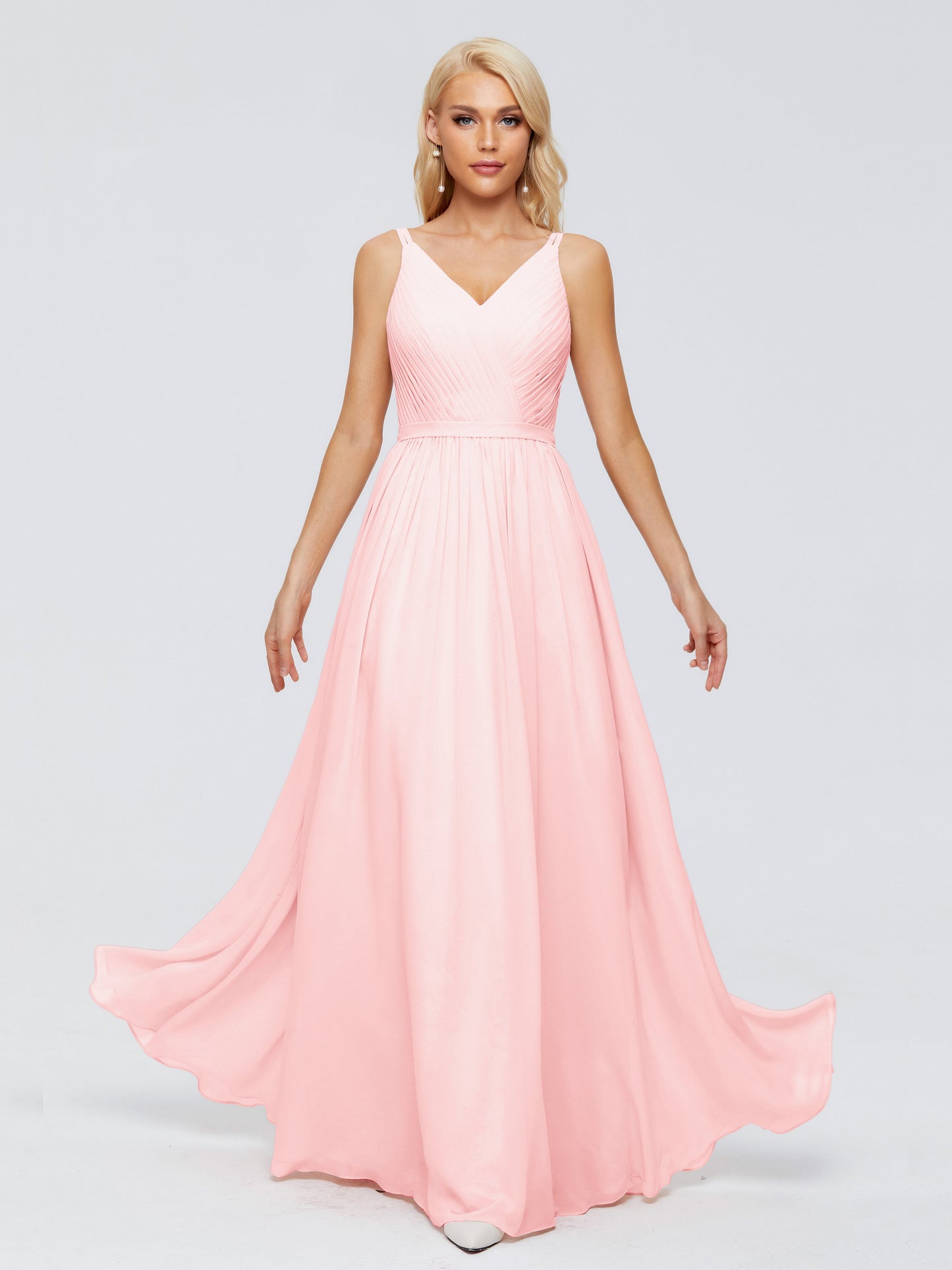 Morgan A-line V Neck Chiffon Bridesmaid Dresses