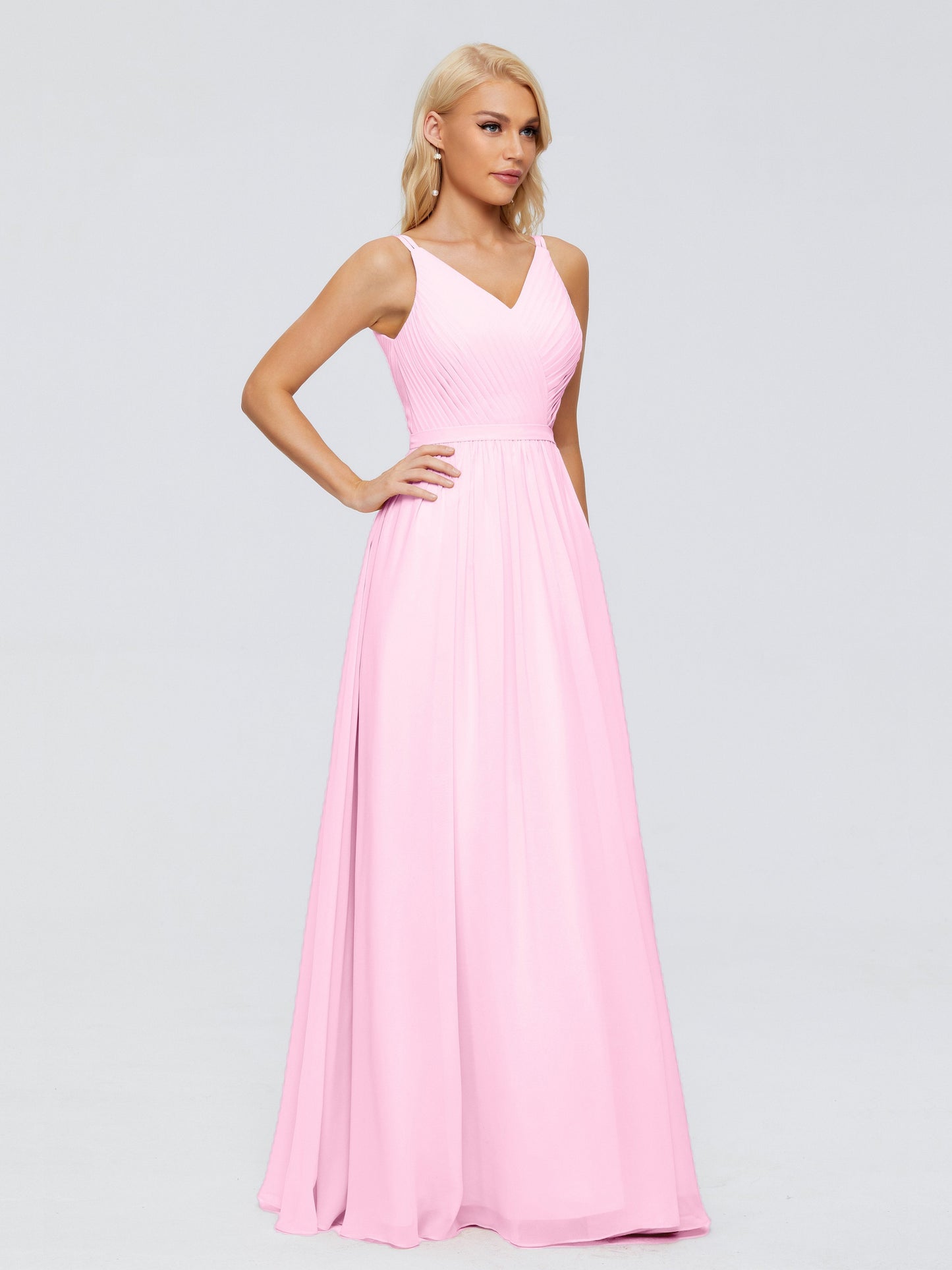 Morgan A-line V Neck Chiffon Bridesmaid Dresses