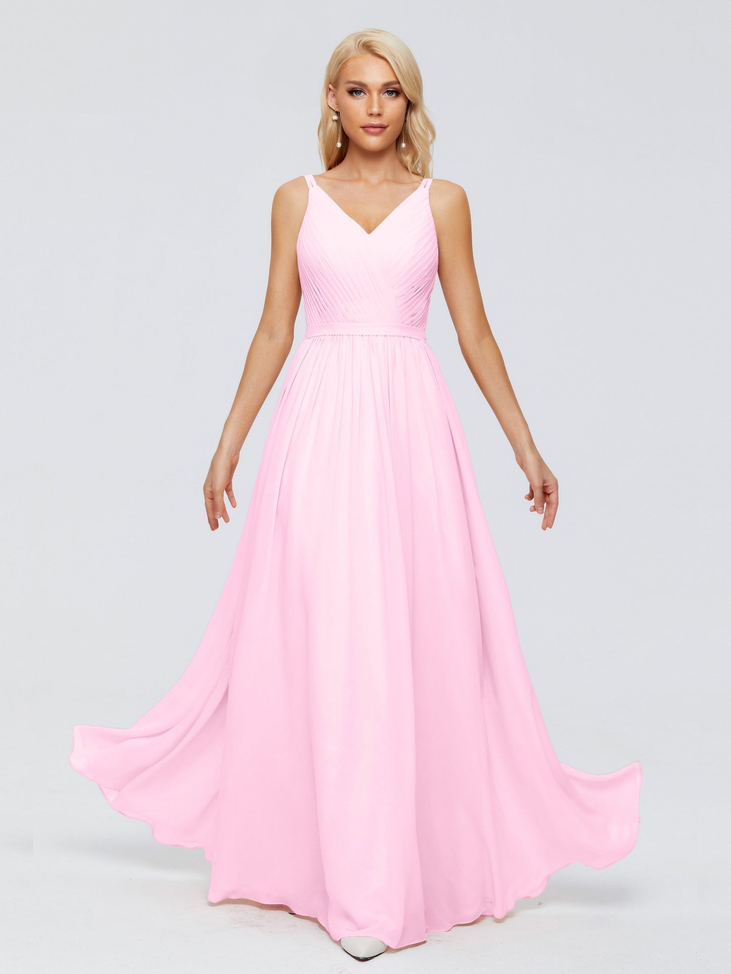 Morgan A-line V Neck Chiffon Bridesmaid Dresses