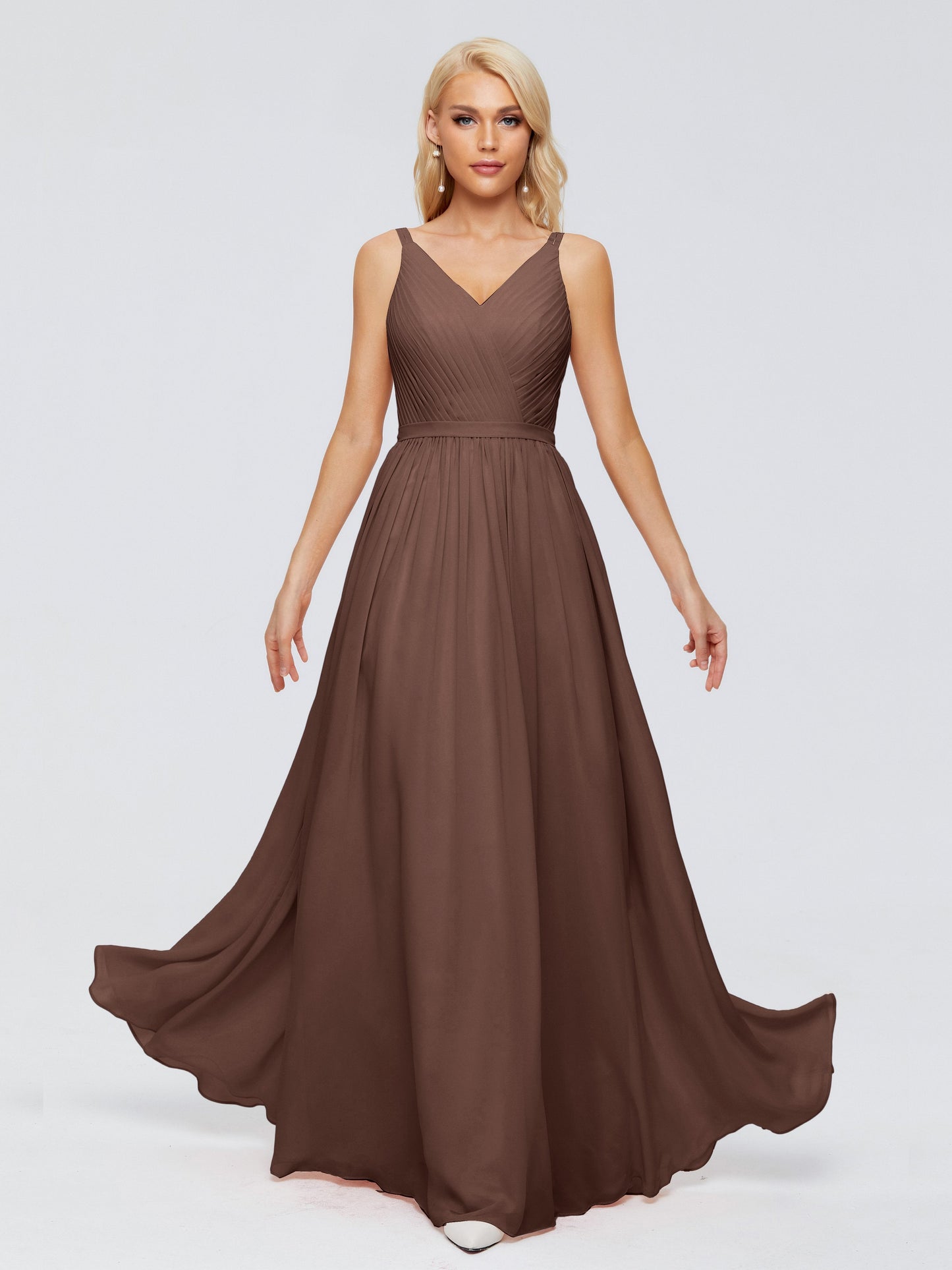 Morgan A-line V Neck Chiffon Bridesmaid Dresses