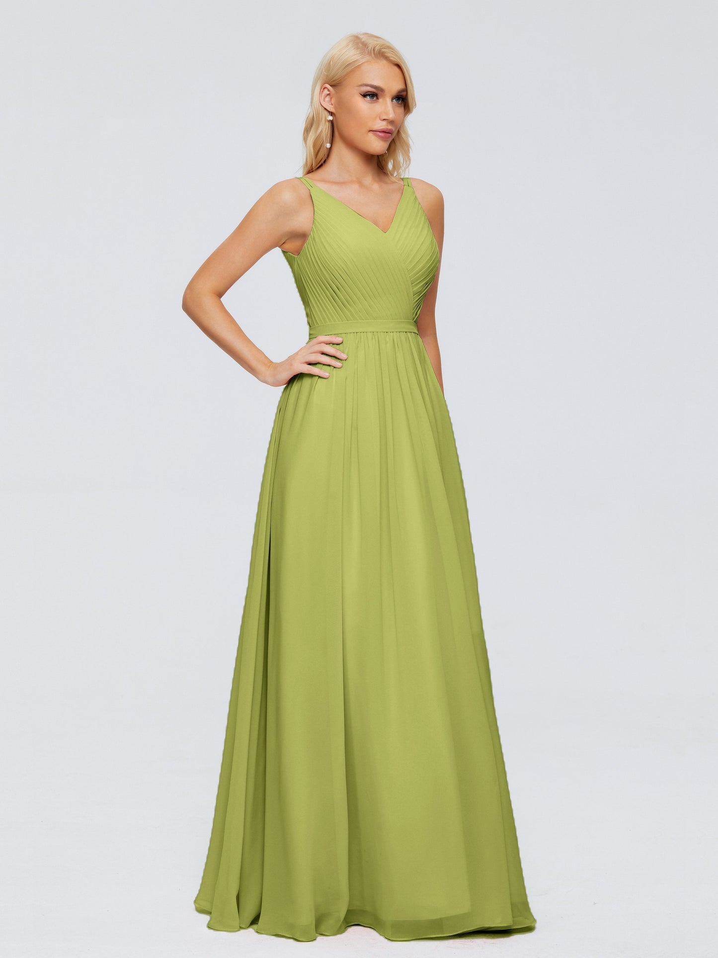 Morgan A-line V Neck Chiffon Bridesmaid Dresses